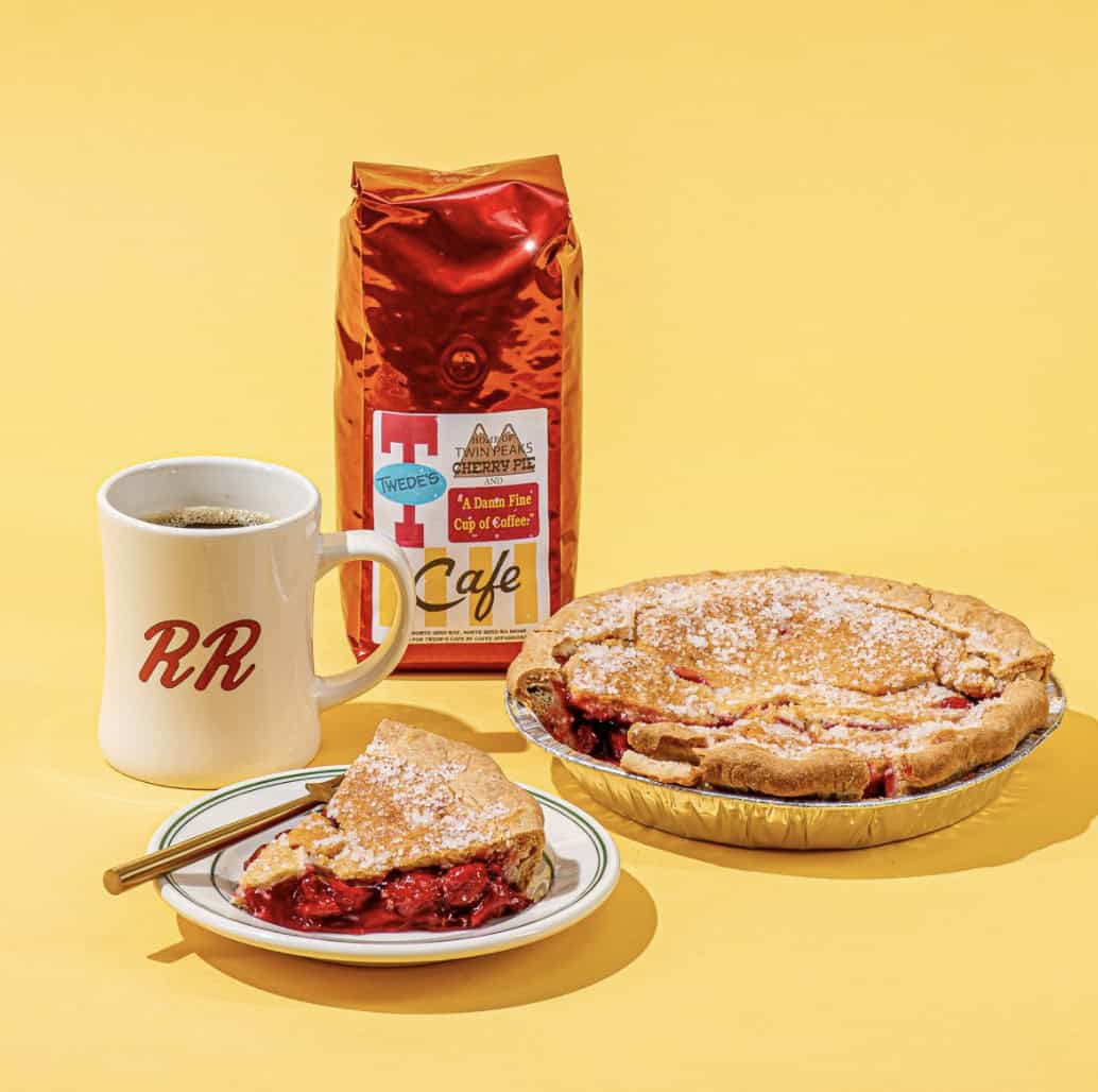 Cherry pie and Double R coffee mug at Twede's Cafe in North Bend, Washington