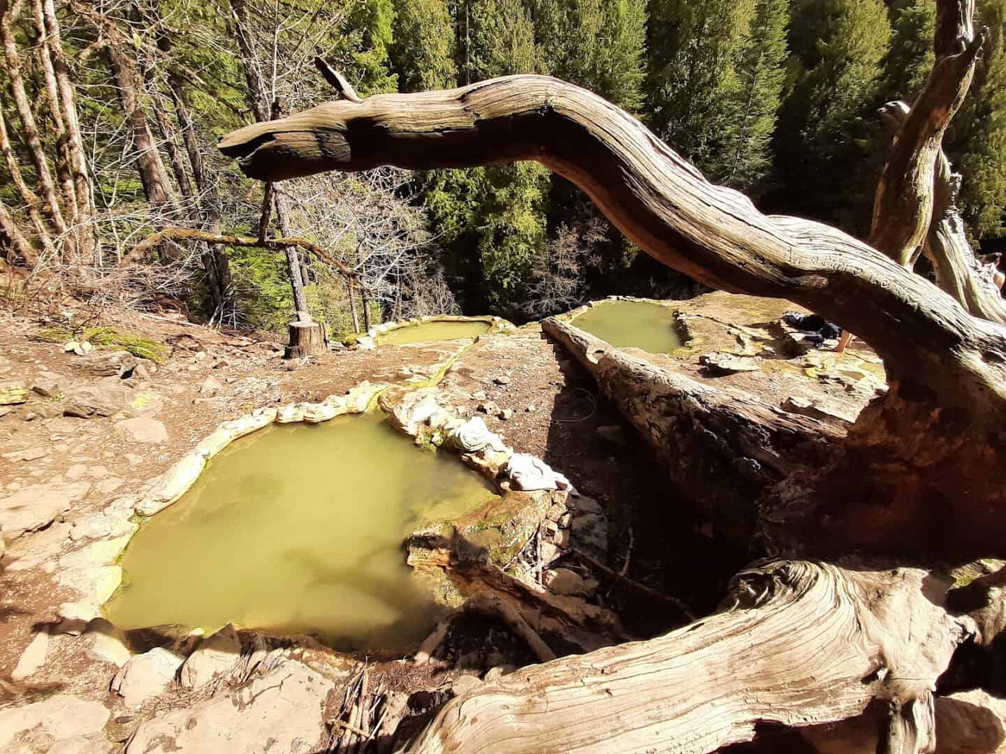 Terraced cliffside soaking pool at Umpqua Hot Springs above the North Umpqua River, Oregon