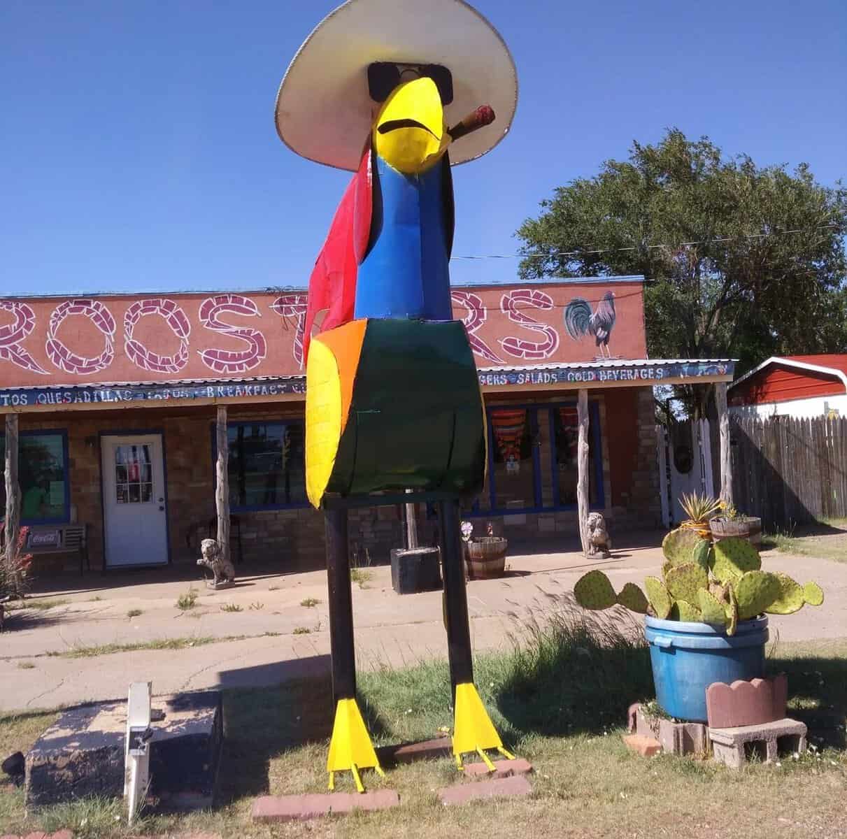 Colorful roadside folk-art statue in Vega, Texas