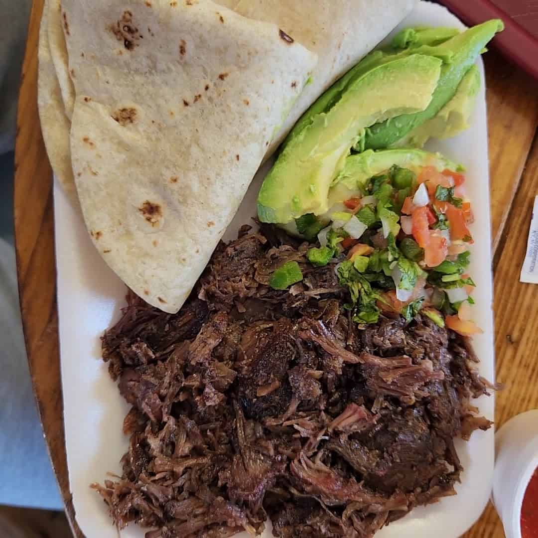 Barbacoa plate at Vera's Backyard Bar-B-Que in Brownsville