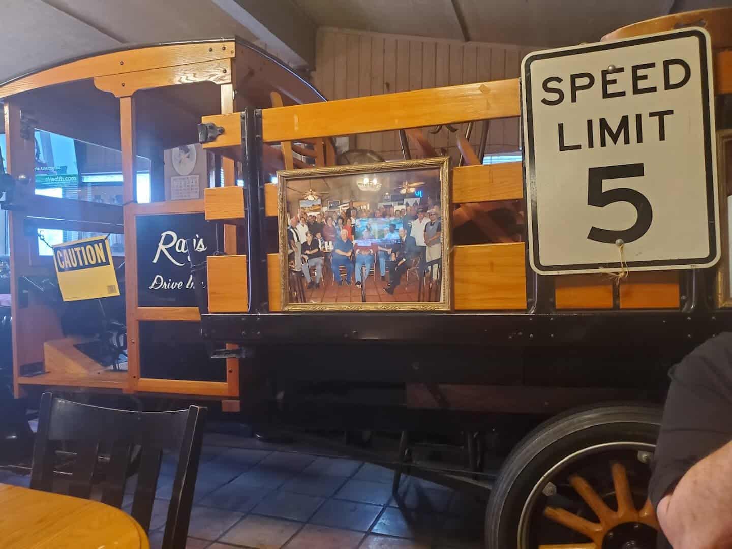 Vintage Ray's Drive Inn truck and memorabilia in the dining room in San Antonio