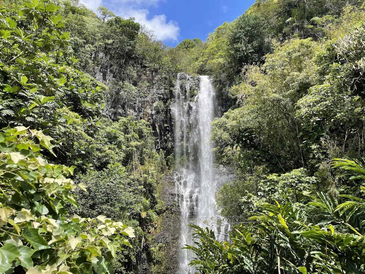 Wailua Falls cascading through the rainforest along the Road to Hana on Maui, Hawaii
