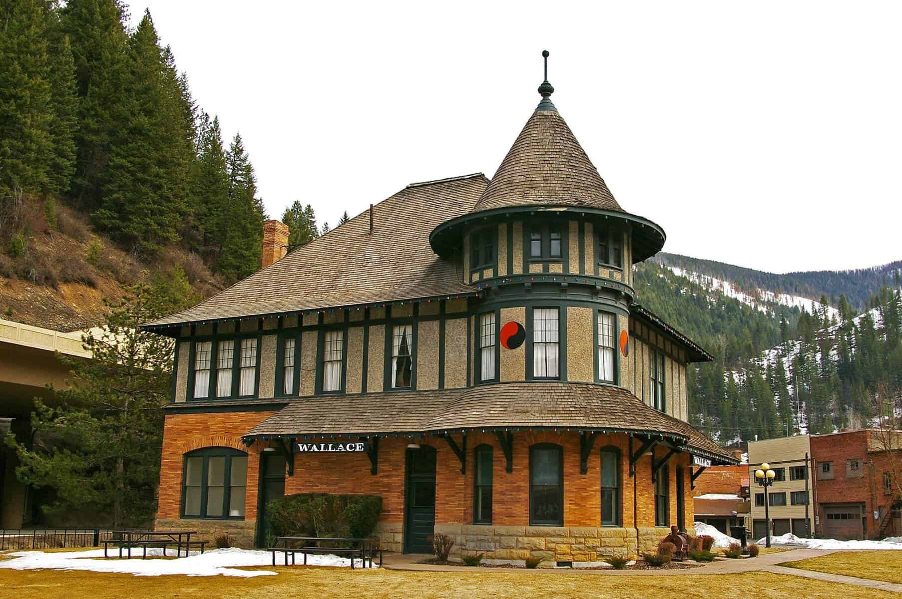 Historic Northern Pacific Depot railroad museum in Wallace, Idaho