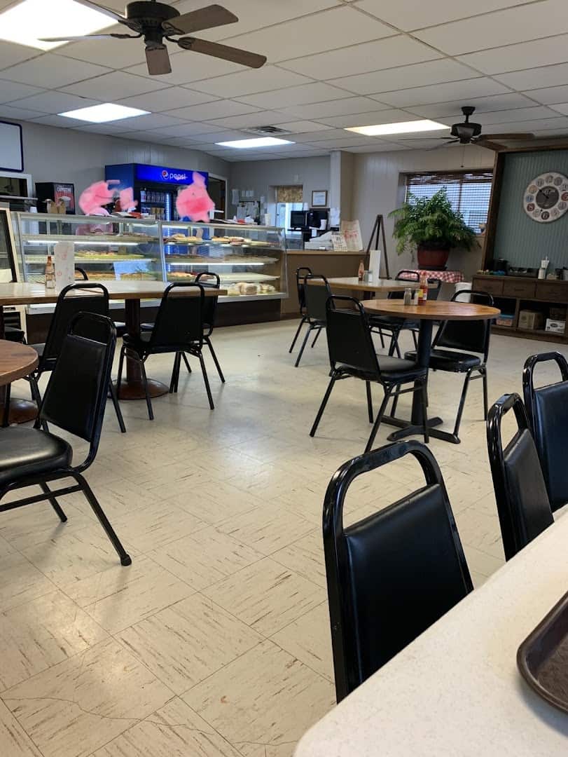 Interior dining area at Kountry Bakery in Weimar, Texas