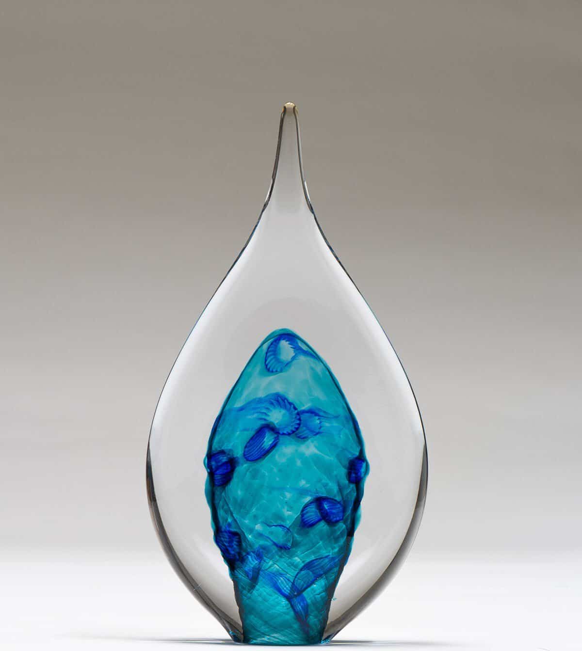 Hand-blown art glass sculpture at Wimberley Glassworks in Wimberley, Texas