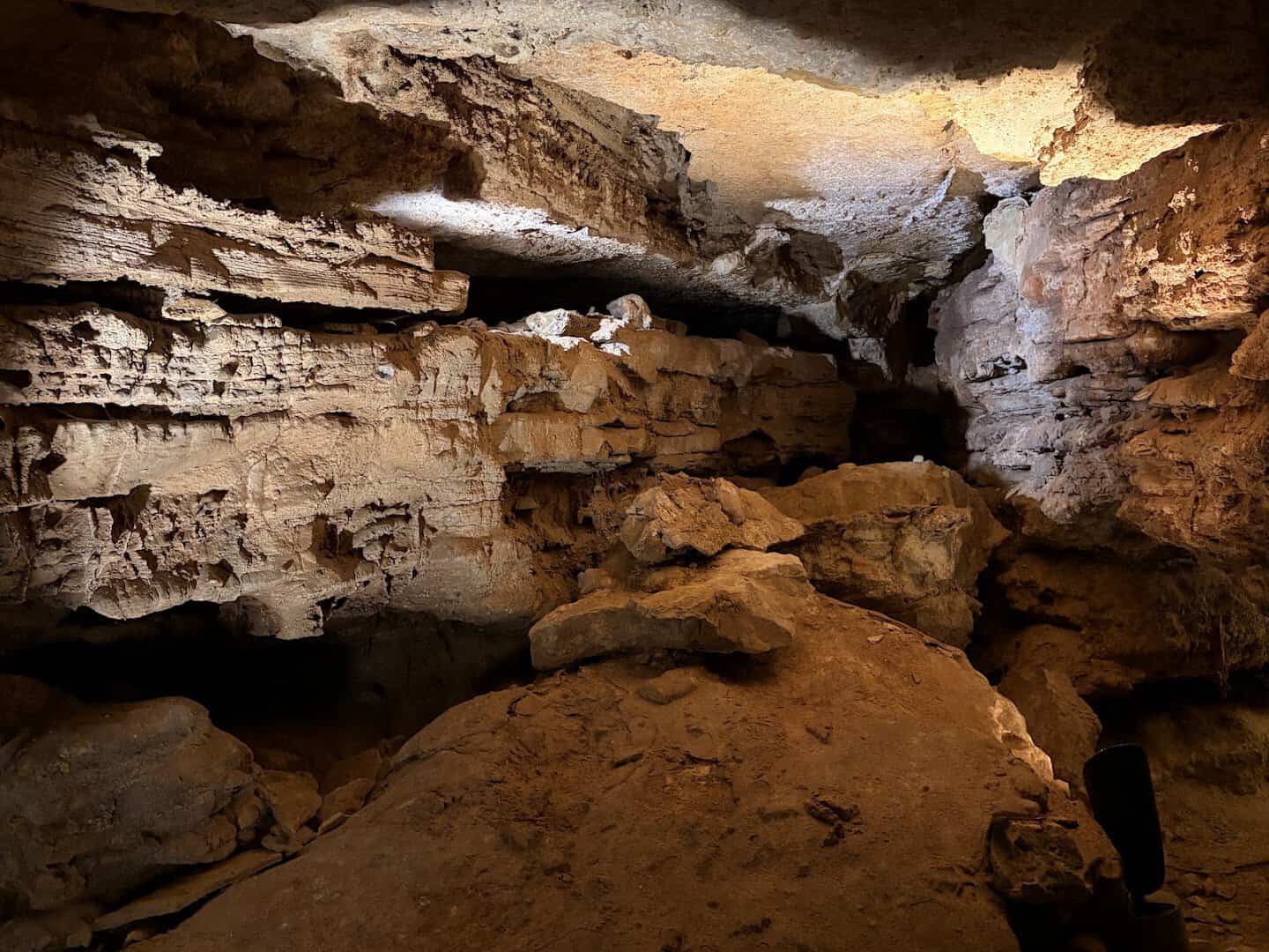 Rocky underground chamber inside Wind Cave National Park, South Dakota