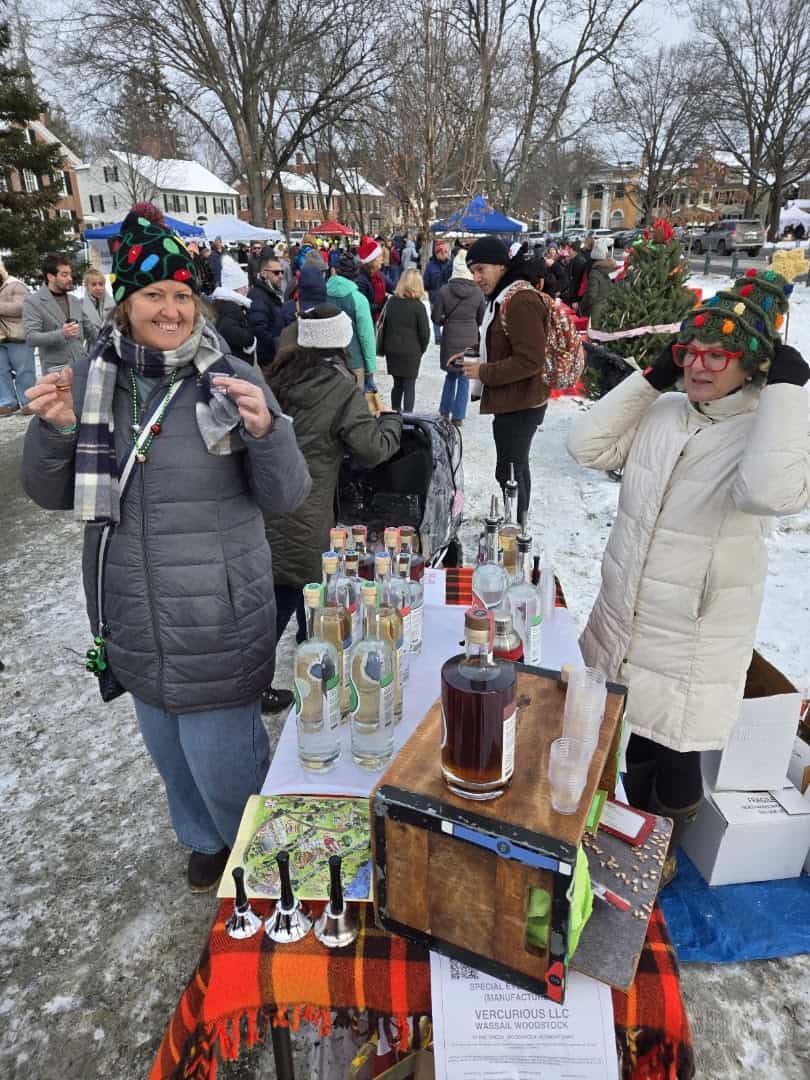 Snowy Wassail Weekend holiday market in Woodstock, Vermont