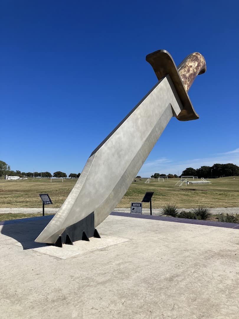 The Worlds Largest Bowie Knife sculpture in Pelham Park, Bowie, Texas
