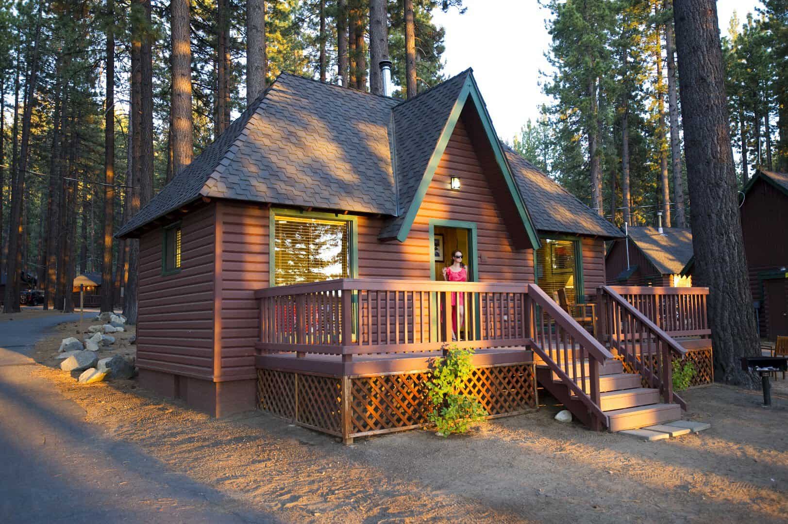 Log cabin at Zephyr Cove Resort on Lake Tahoe, Nevada