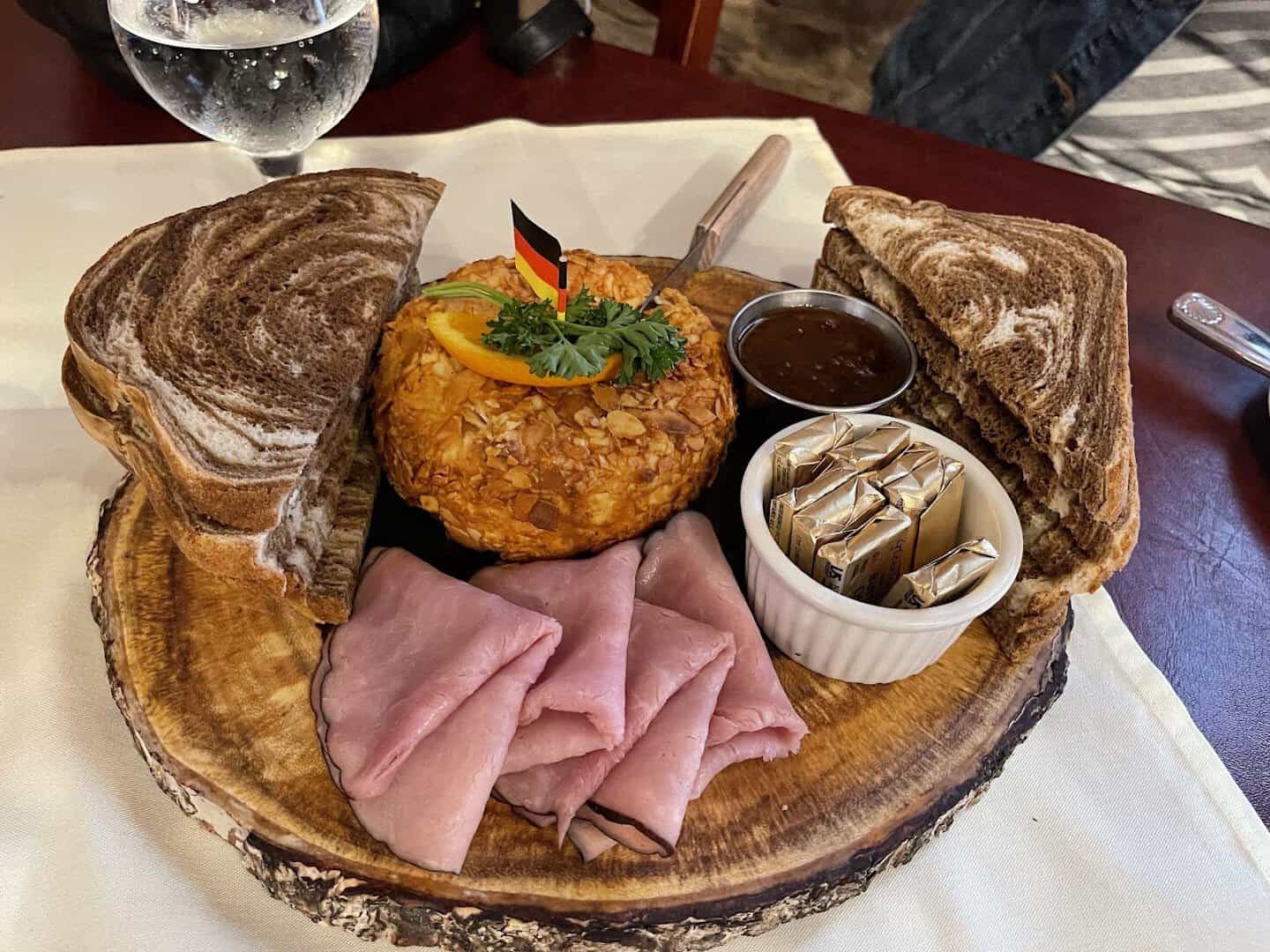 Reuben on marbled rye with ham and soup at Alpine Haus in New Braunfels
