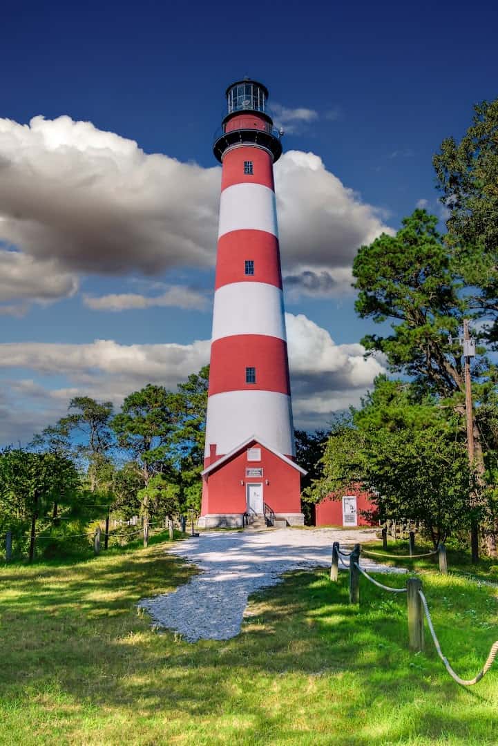 The candy-striped Assateague Lighthouse near Chincoteague, Virginia