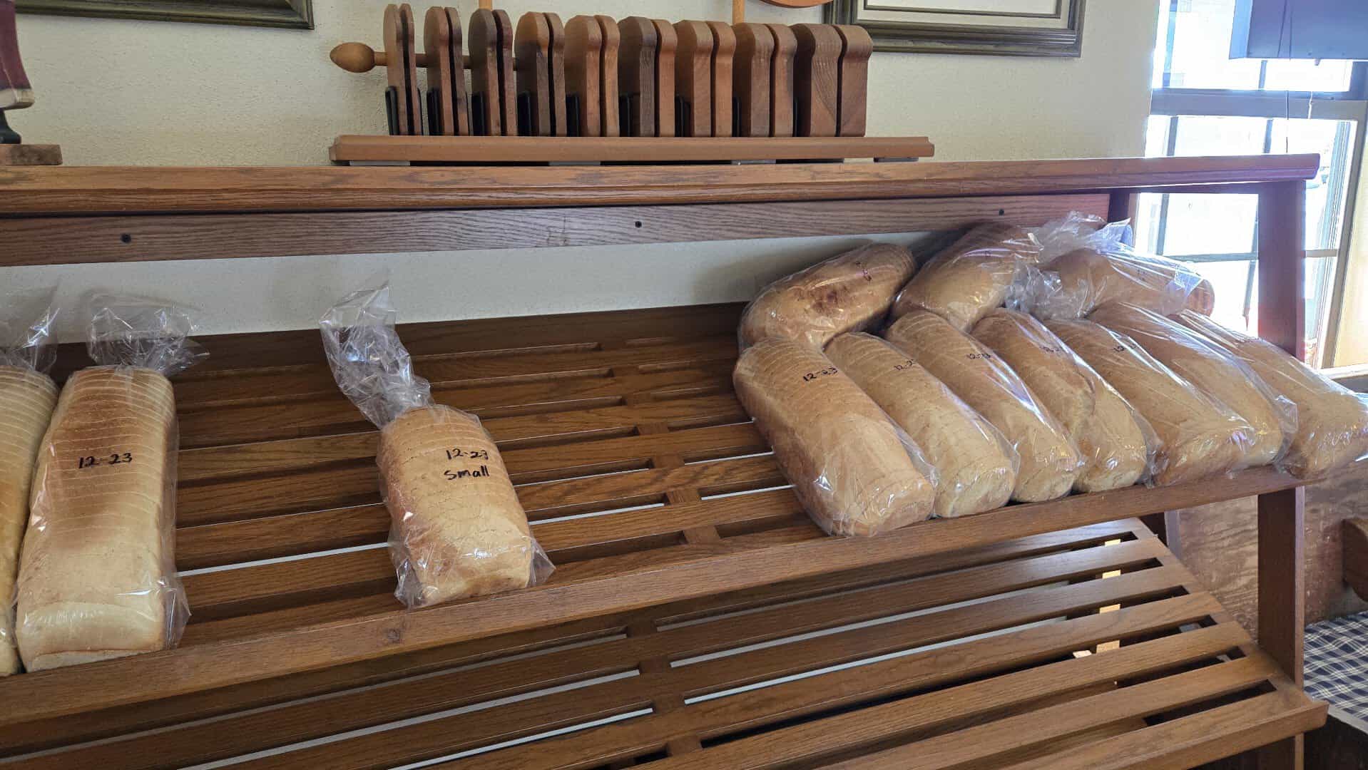 Fresh baked bread loaves at Haby's Alsatian Bakery in Castroville, Texas