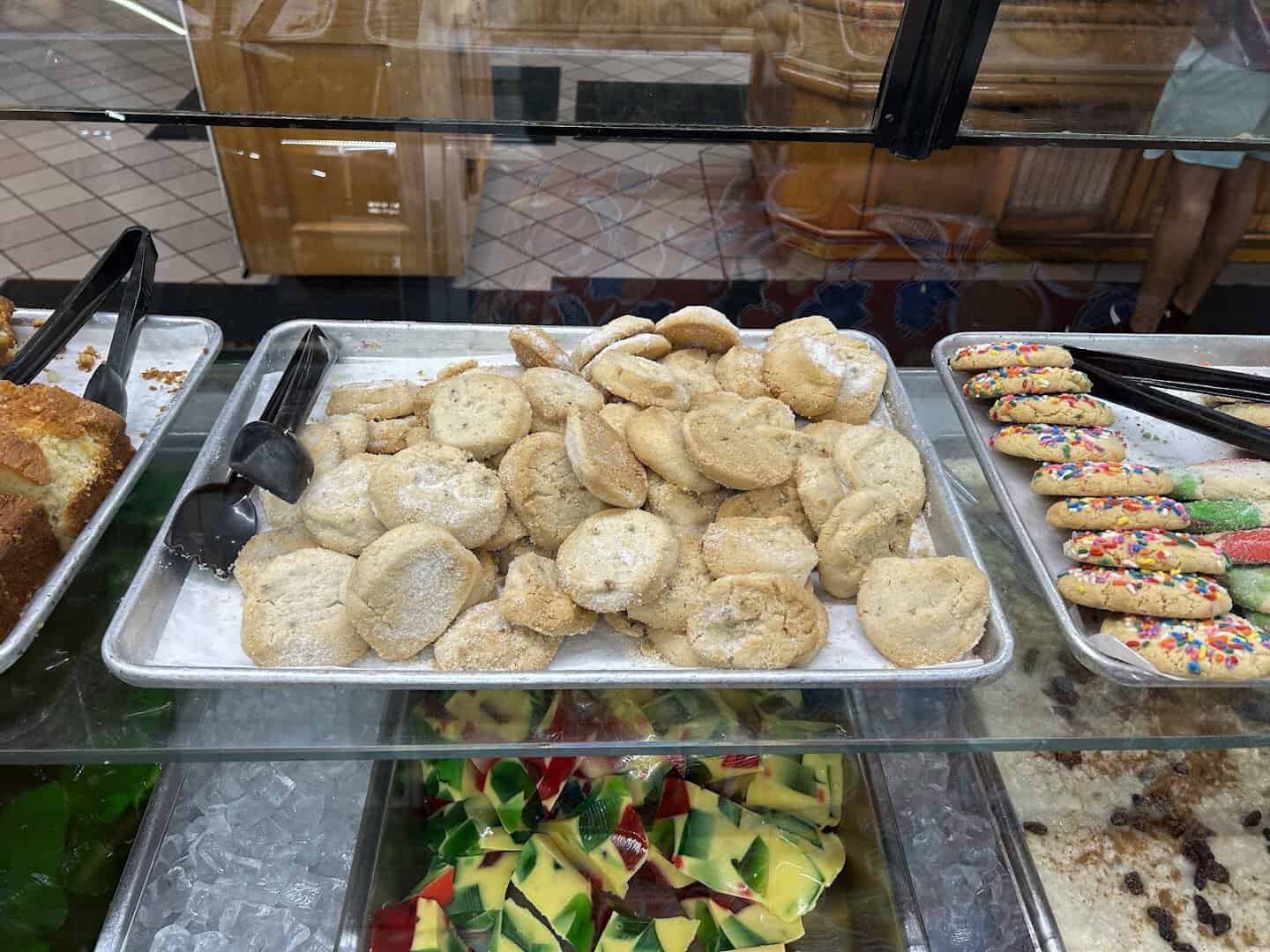 Trays of fresh baked breads beside the salad bar at Ranchero King Buffet in Houston