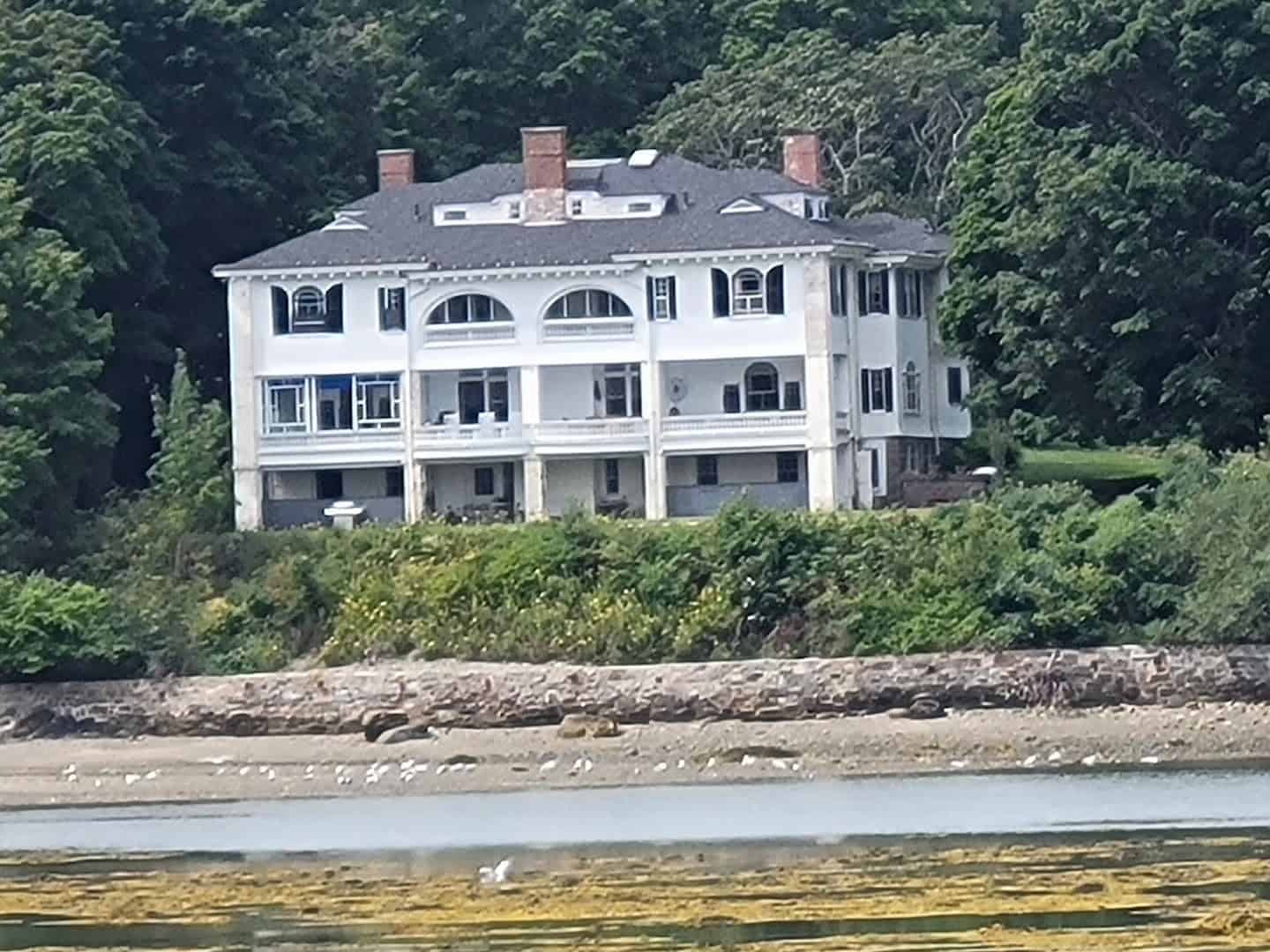 Grand Gilded Age shingled cottage on the water in Bar Harbor, Maine