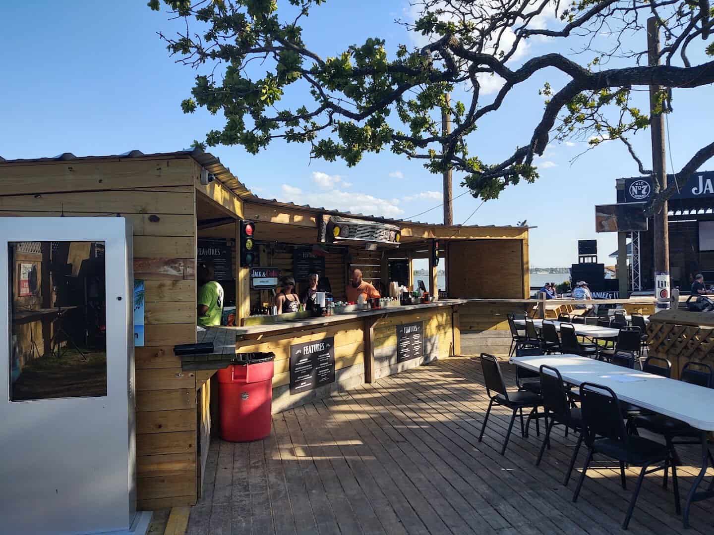 The Yard outdoor bar and deck at Barge 295 in Seabrook, Texas