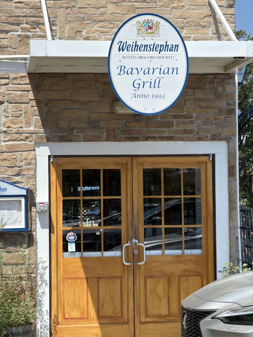 Entrance sign reading Bavarian Grill Anno 1993 in Plano, Texas