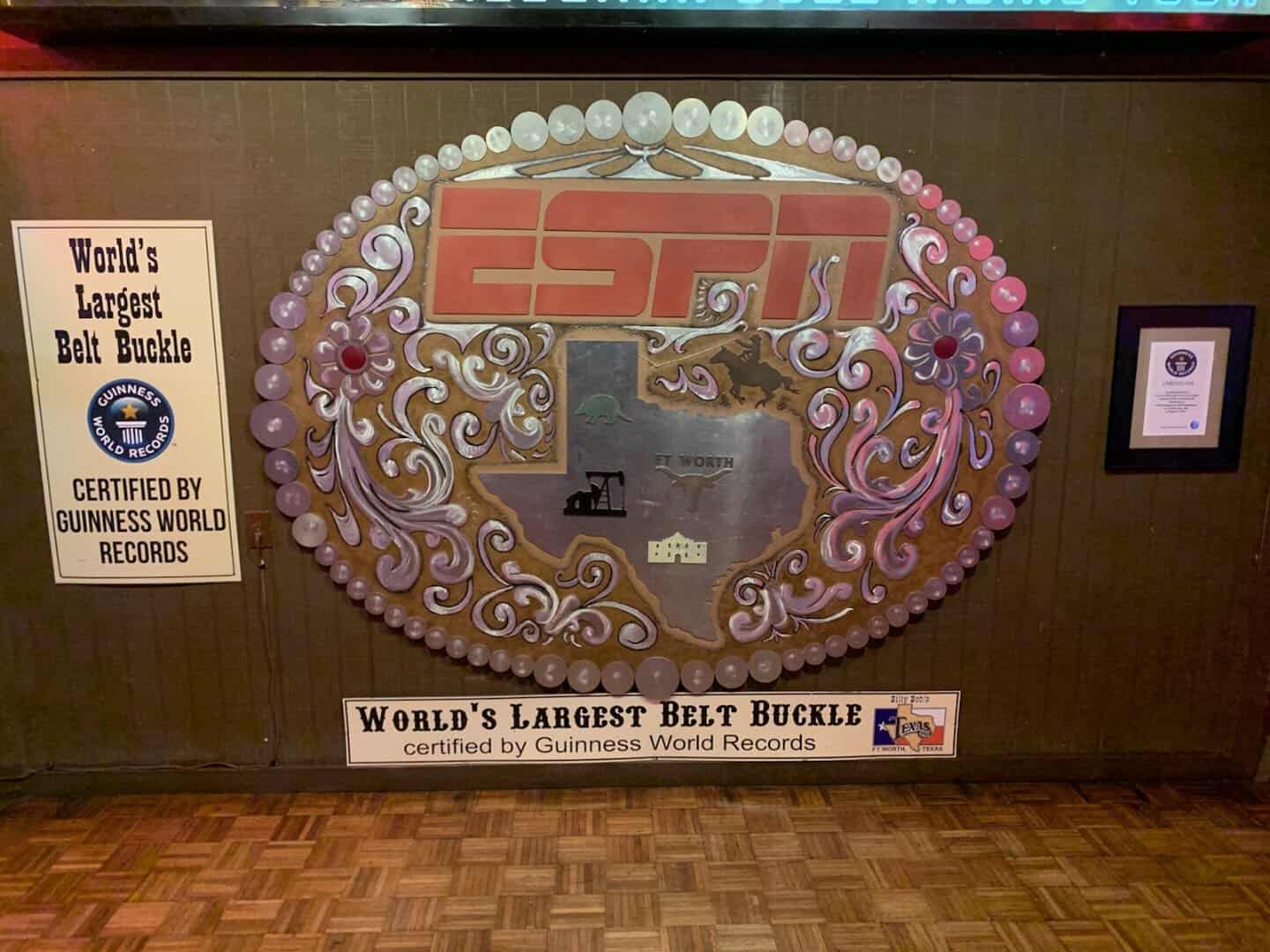 The World's Largest Belt Buckle, certified by Guinness World Records, at Billy Bob's Texas in Fort Worth