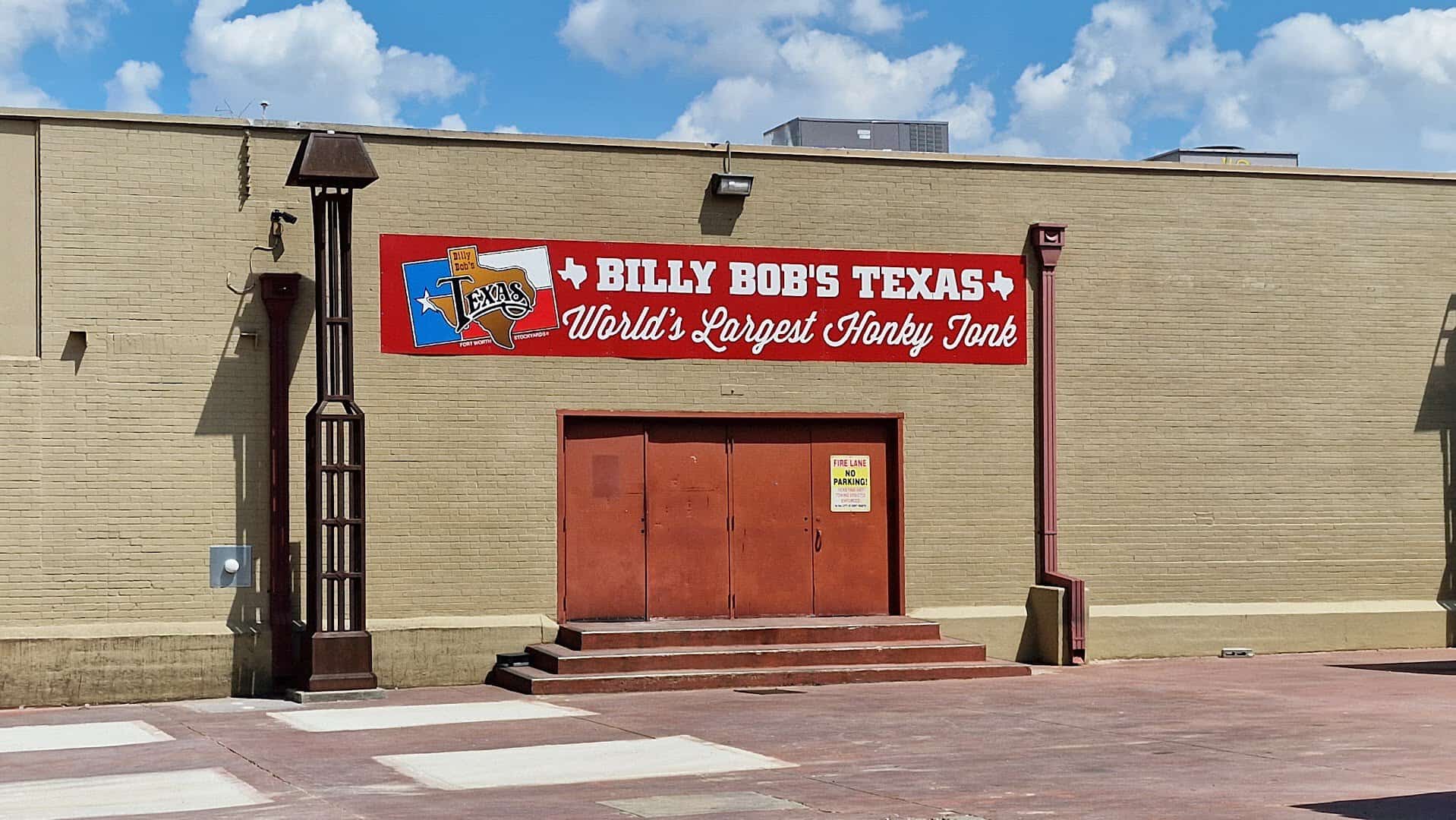 The exterior of Billy Bob's Texas, the World's Largest Honky Tonk, in the Fort Worth Stockyards