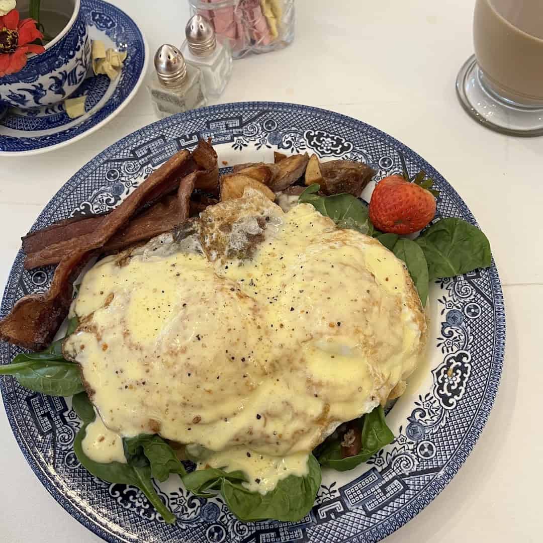 Eggs benedict with hollandaise at Blue Willow Cafe in Burton, Texas
