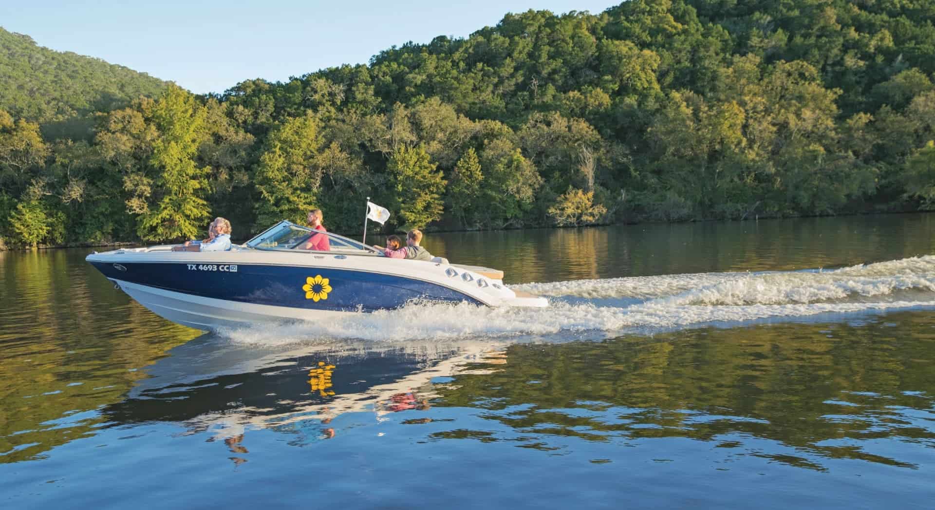 Boat on the lake at Lake Austin Spa Resort