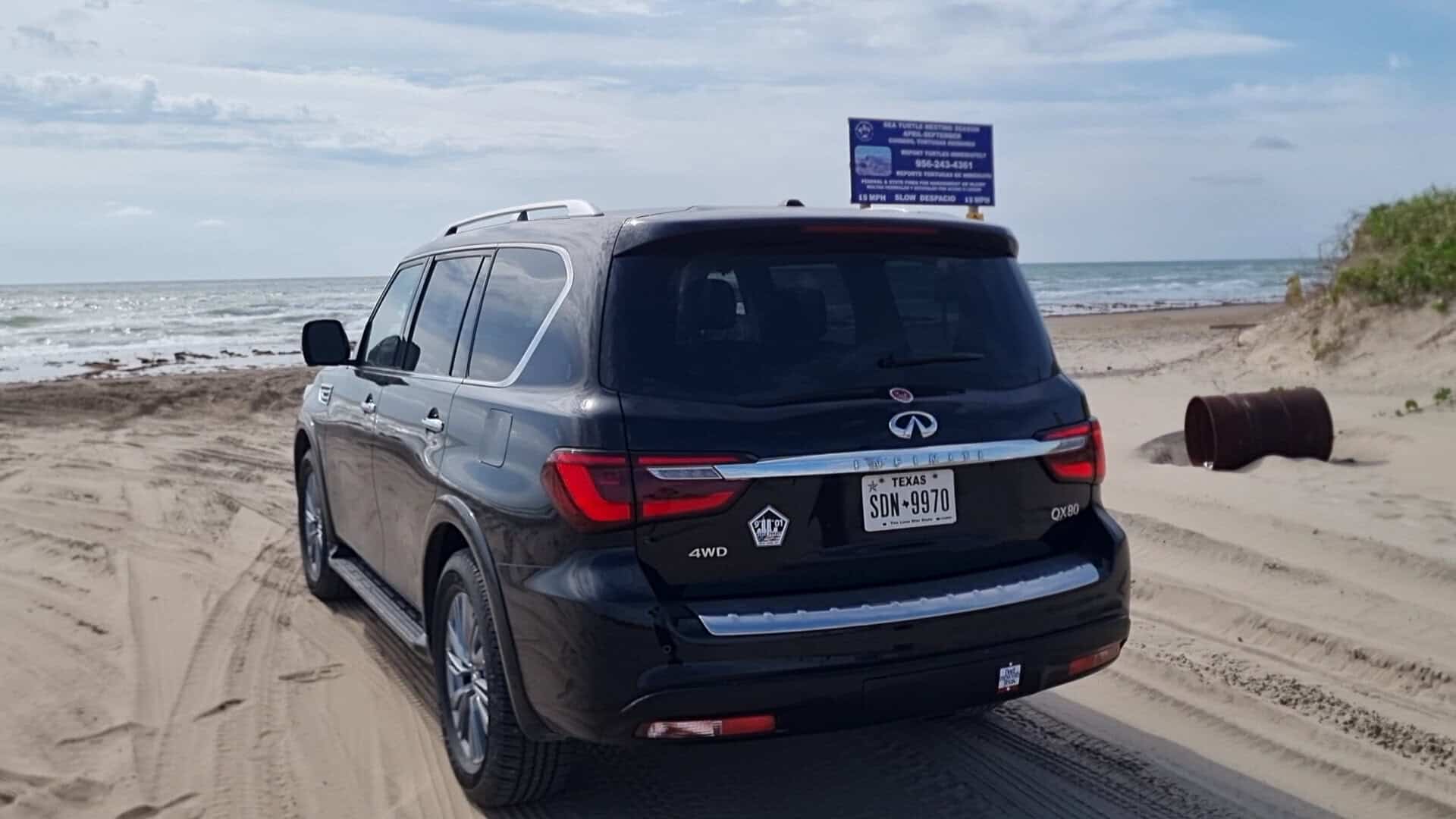 Driving on the firm sand at Boca Chica Beach, Texas