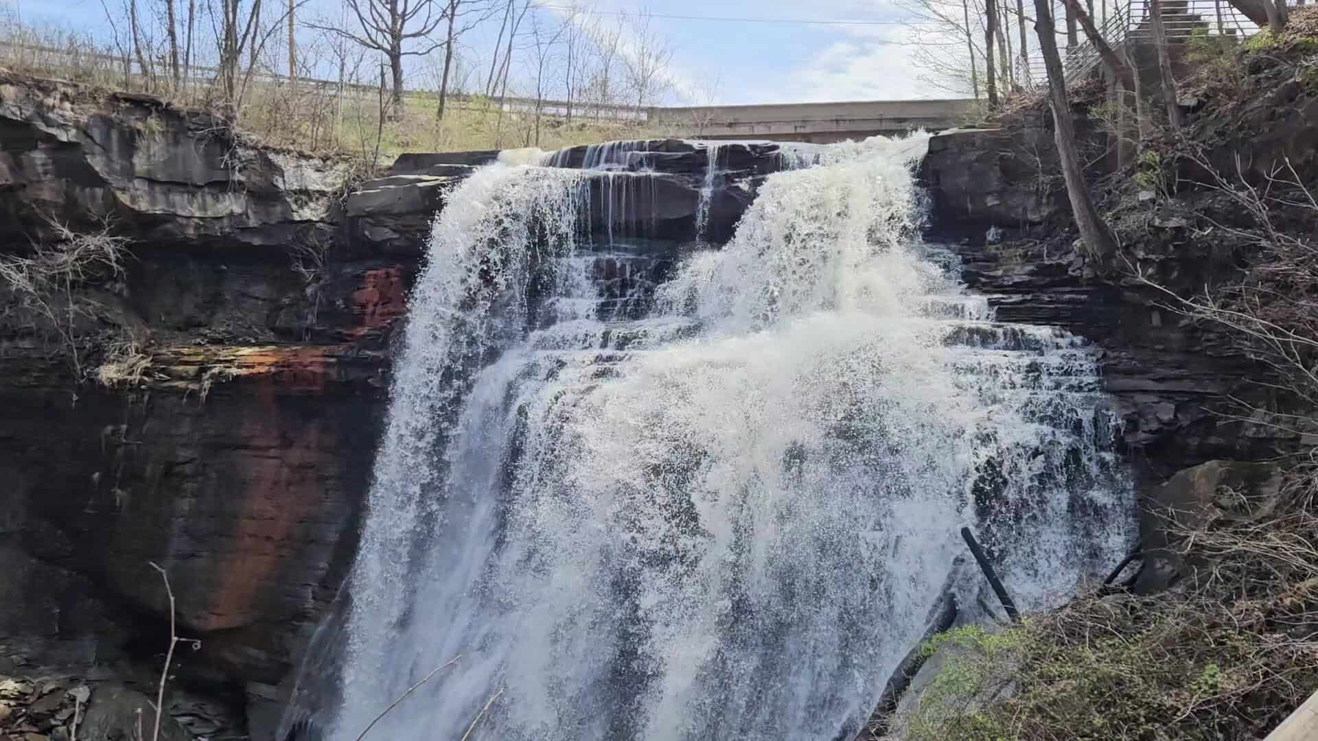Brandywine Falls tumbling over layered rock, Cuyahoga Valley National Park, Ohio