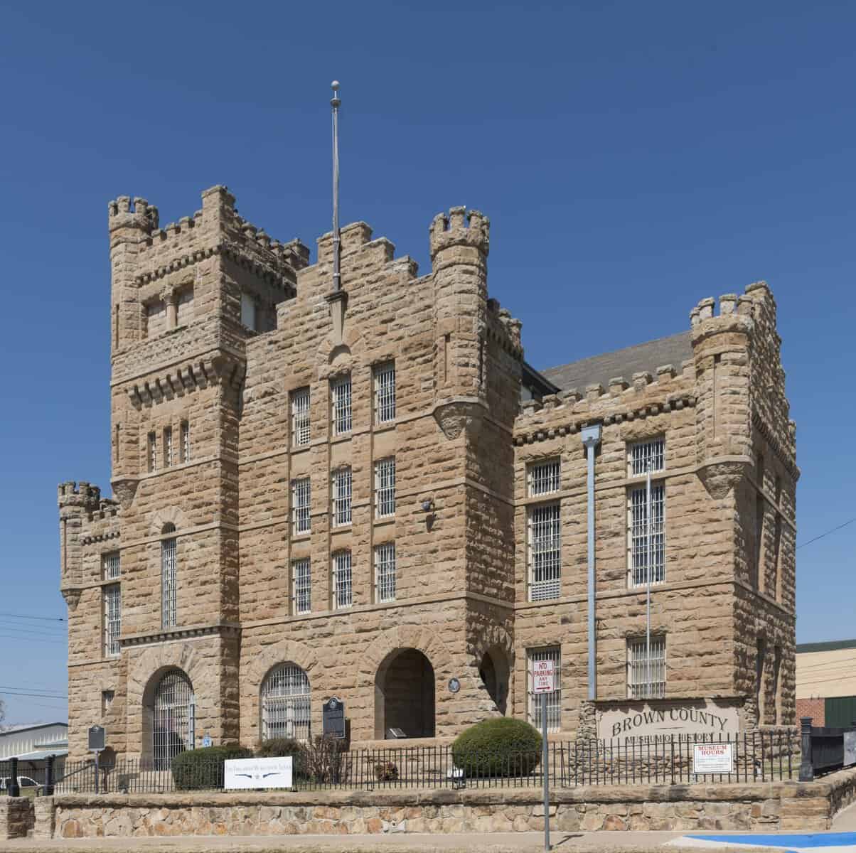 The castle-like former Brown County jail, now the Brown County Museum of History in Brownwood, Texas