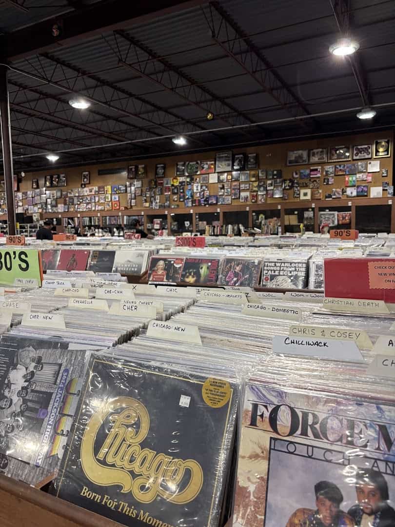Browsing the record bins at Forever Young Records in Grand Prairie, Texas