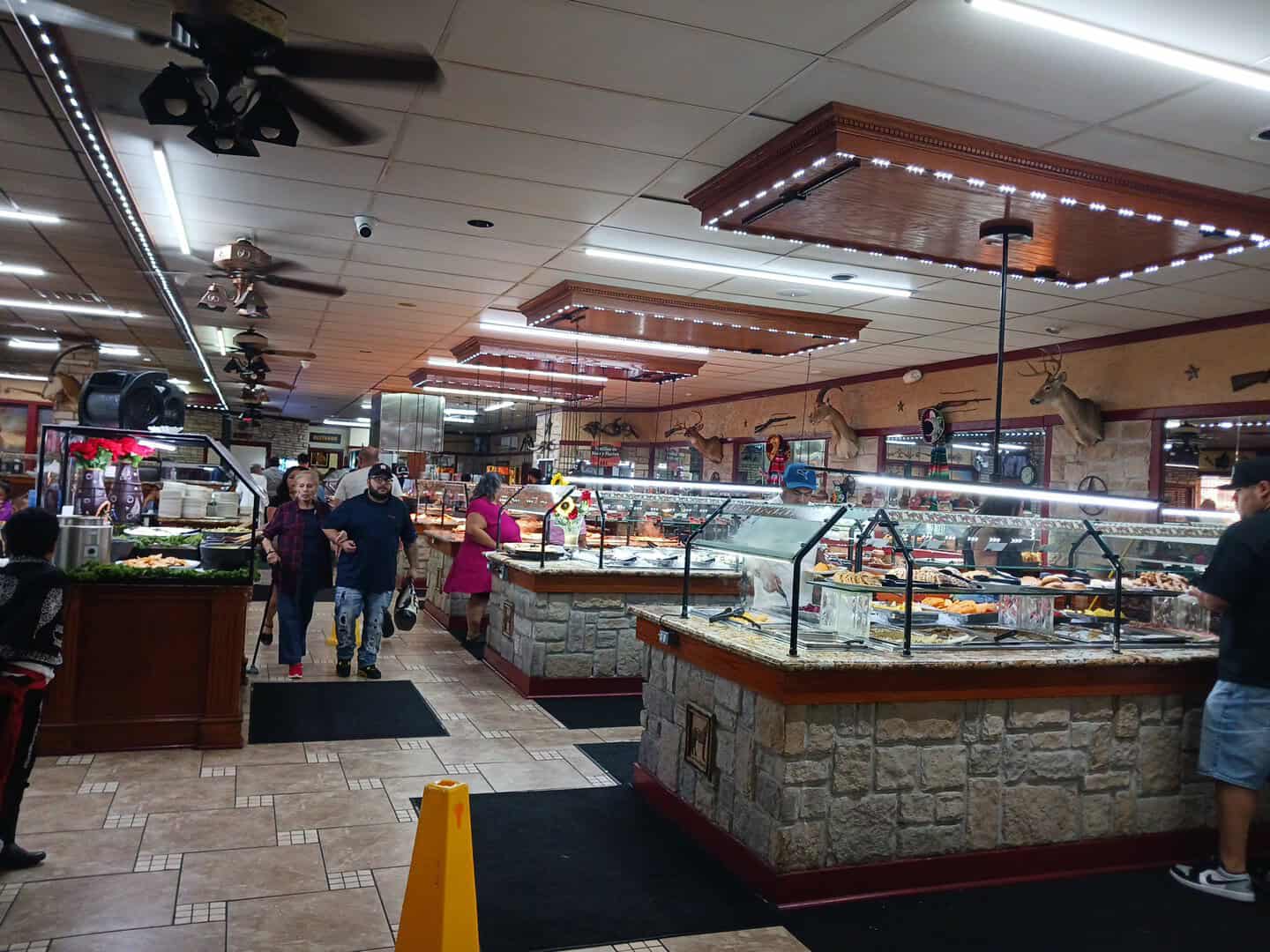 Buffet stations and dining room at Ranchero King Buffet in Houston