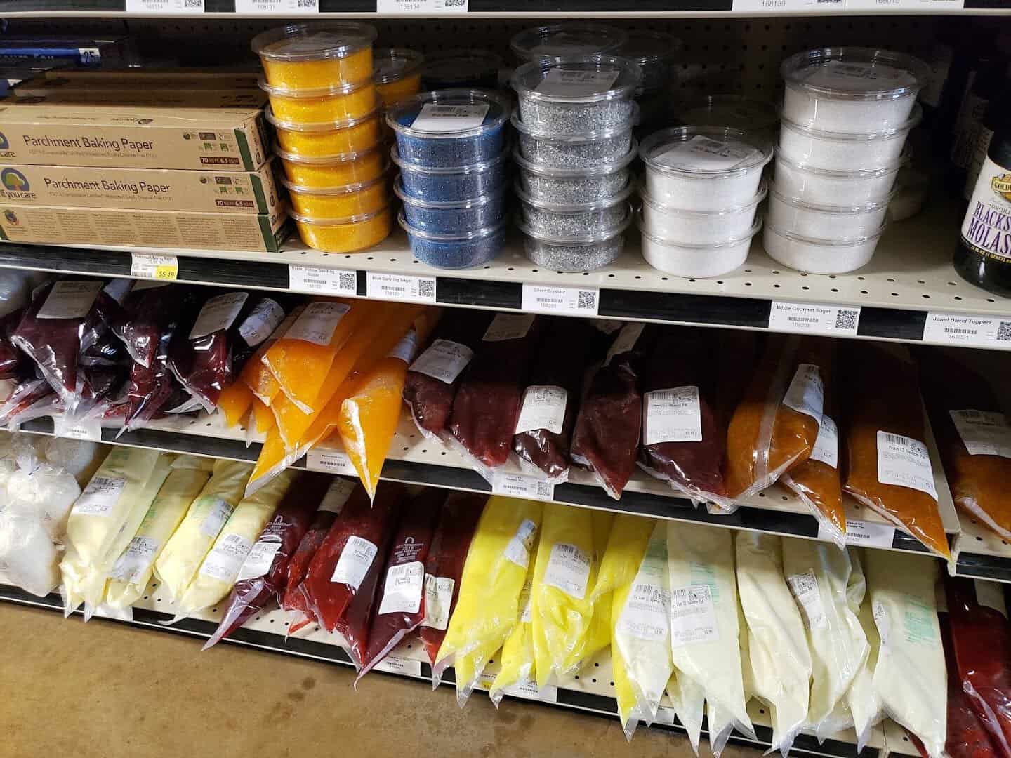 Bags of bulk cheeses and spices at Olde Towne Country Store in Itasca, Texas
