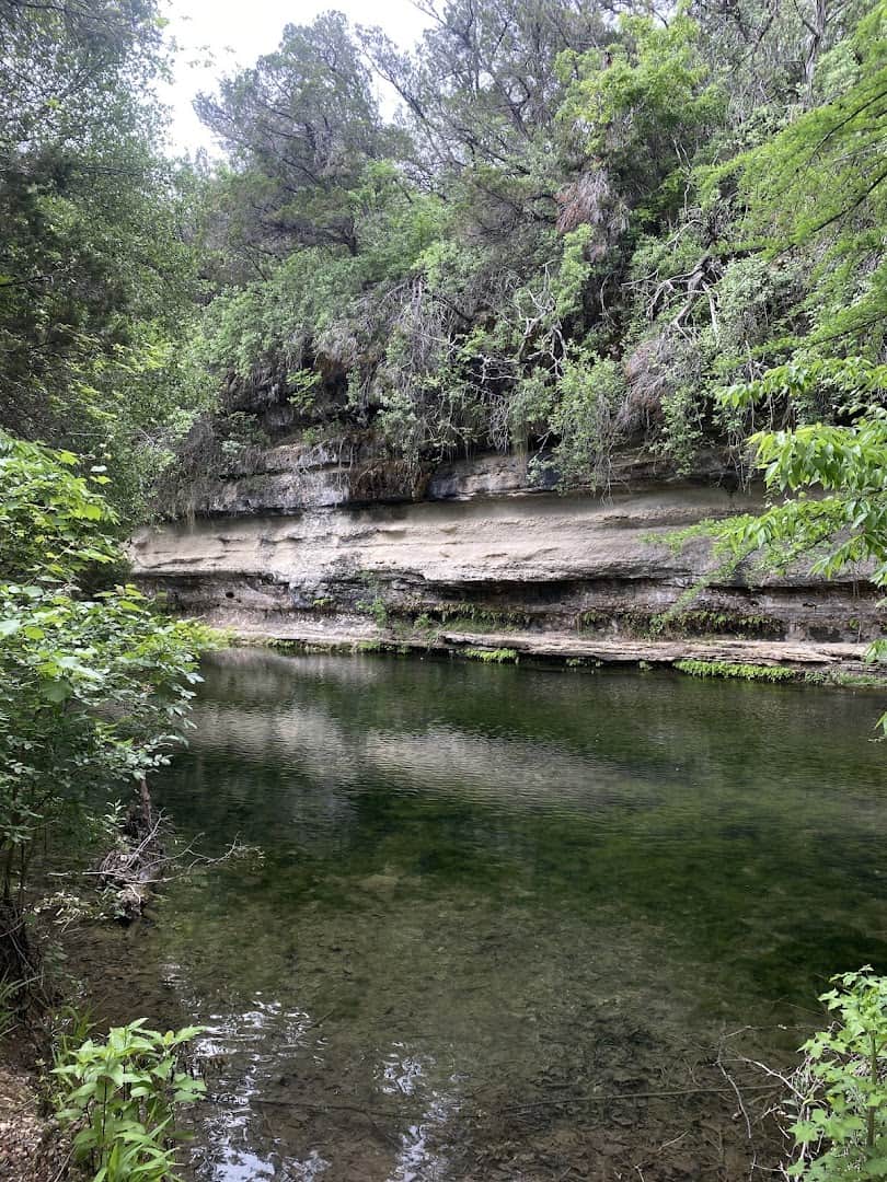 A creek pool over limestone ledges at St. Edward's Park in Austin
