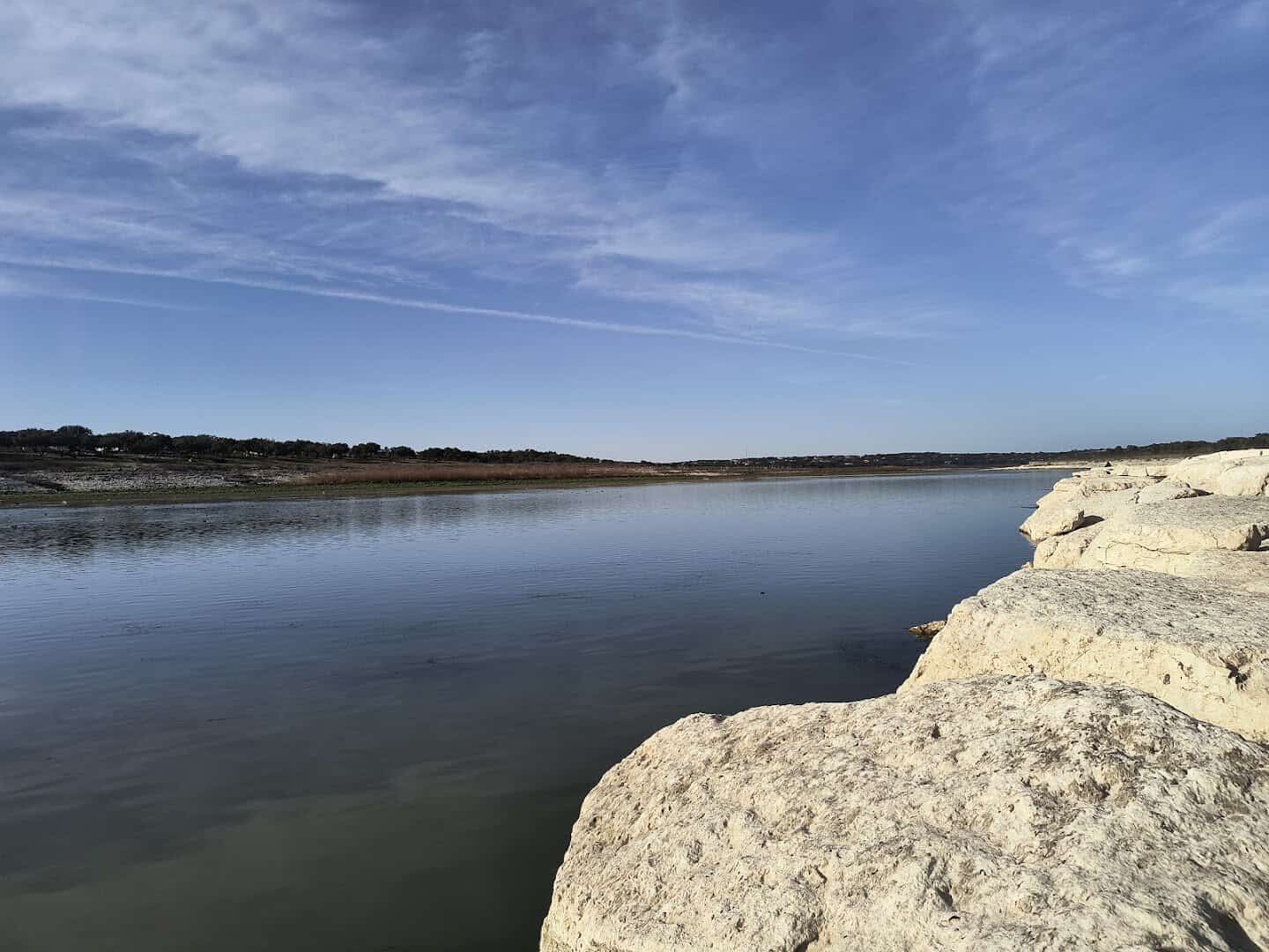 Canyon Lake seen from the limestone edge near the dam overlook