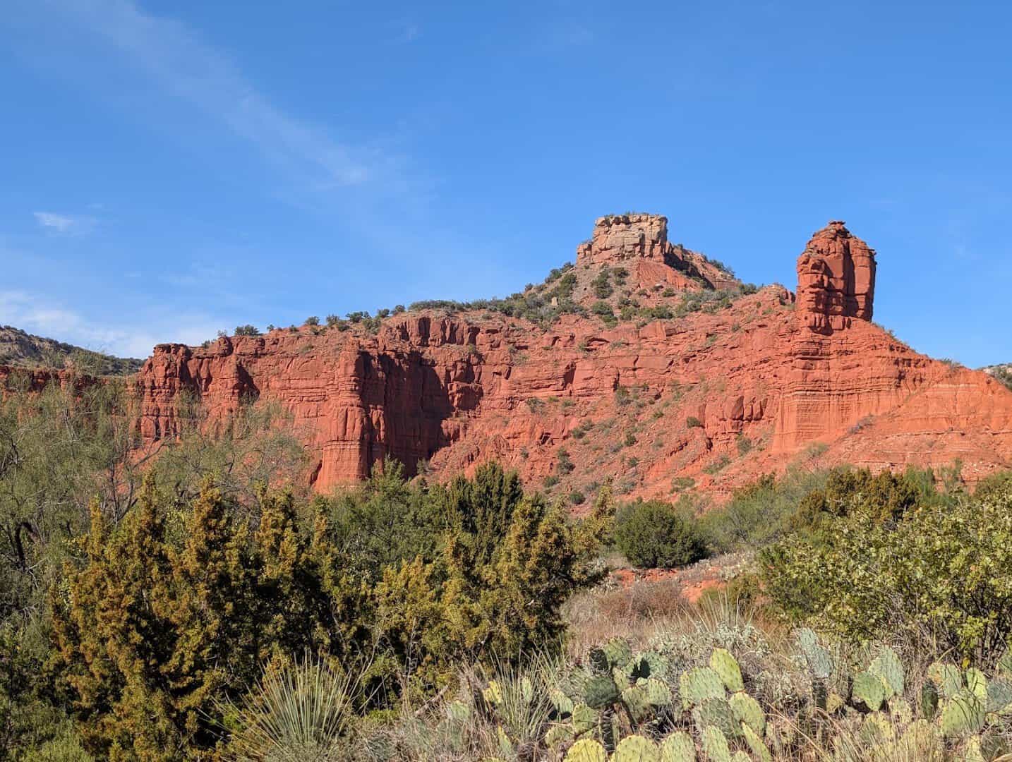 Deep red rock formations at Caprock Canyons State Park near Quitaque, Texas
