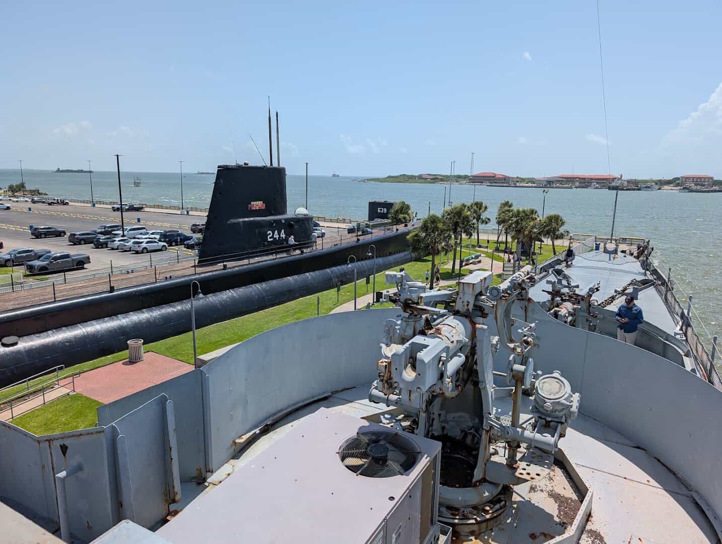 The deck gun on the USS Cavalla submarine at Seawolf Park, Galveston, Texas