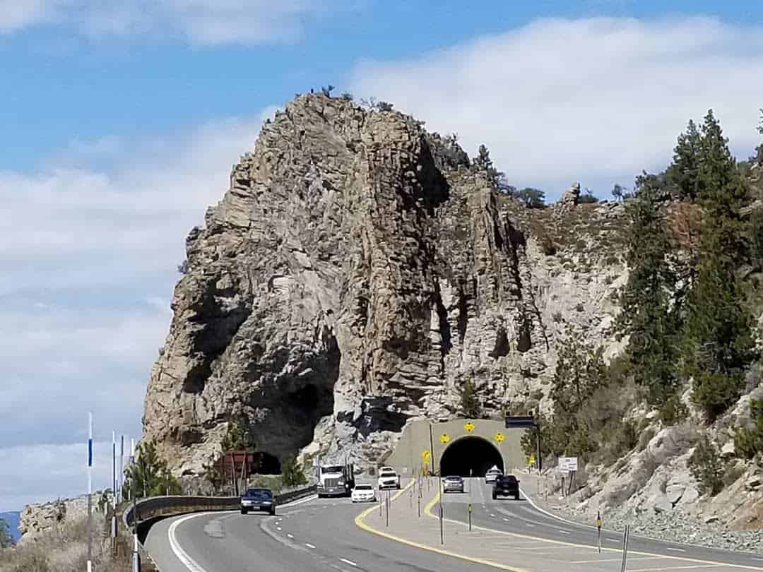 US-50 tunneling through Cave Rock on the east shore of Lake Tahoe, Nevada
