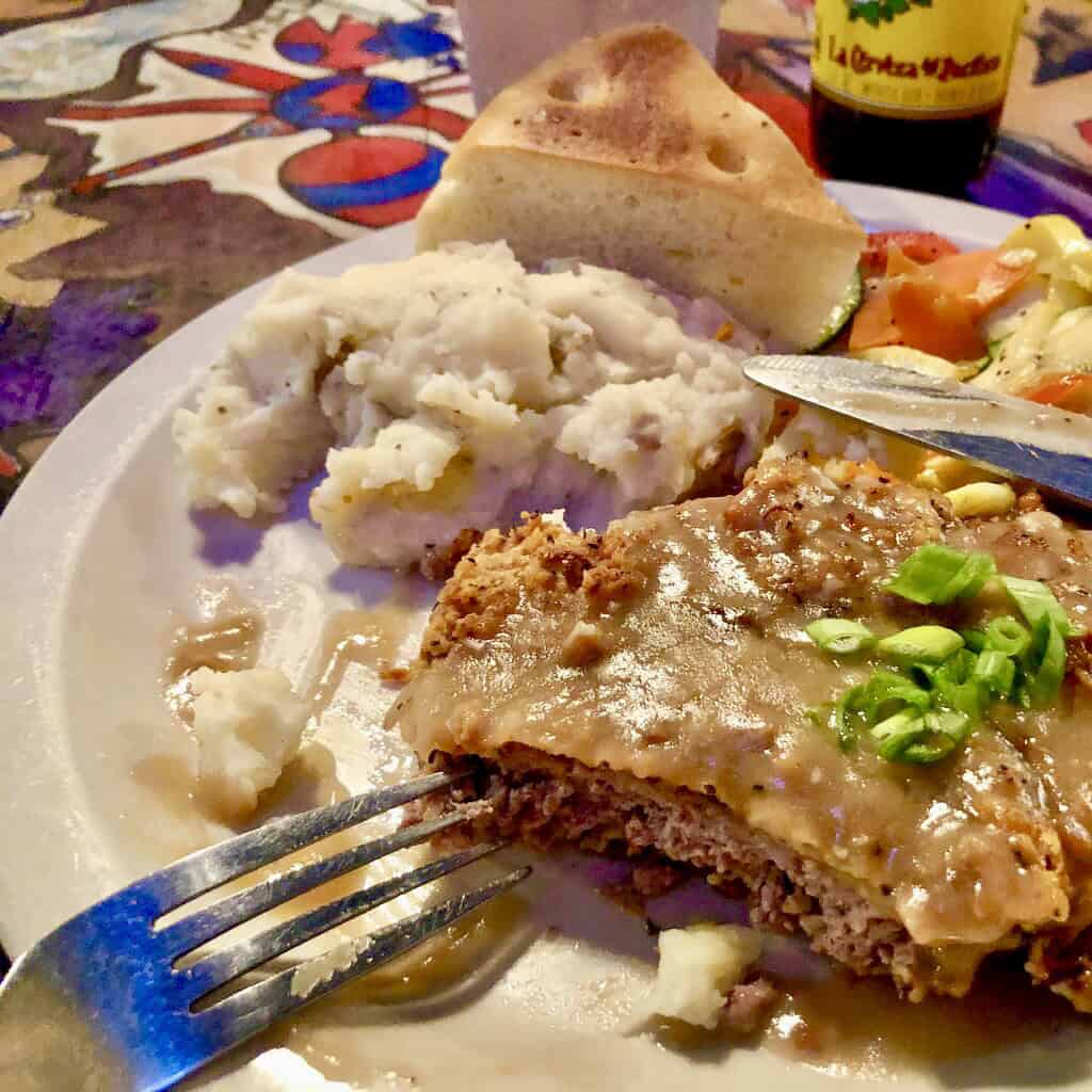 Chicken fried steak plate at the Starlight Theatre in Terlingua