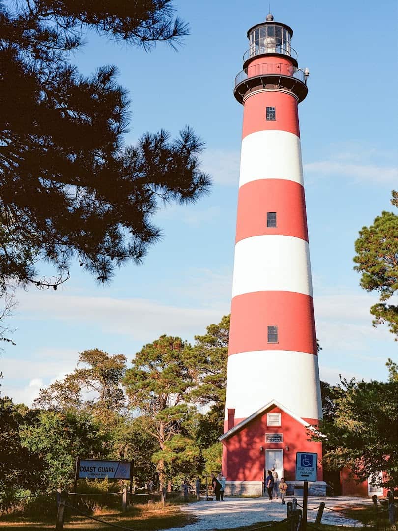 The candy-striped Assateague Lighthouse near Chincoteague, Virginia
