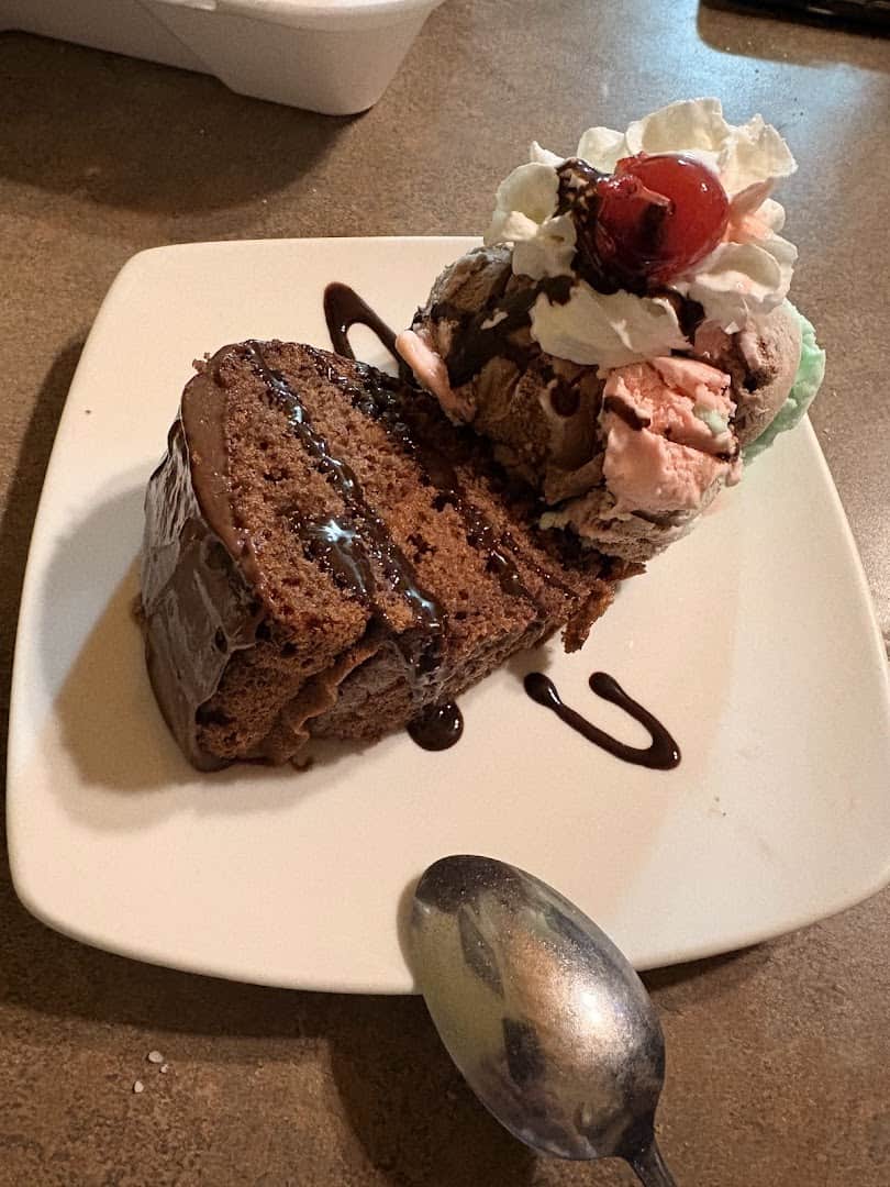 Chocolate cake with spumoni ice cream dessert at Monteleone's Italian Ristorante in El Paso
