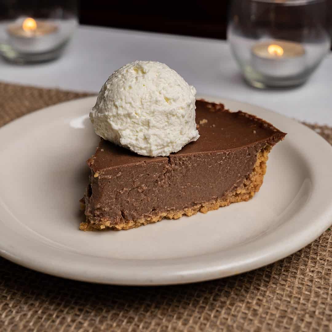 Chocolate icebox pie with whipped cream at Celebration Restaurant in Dallas