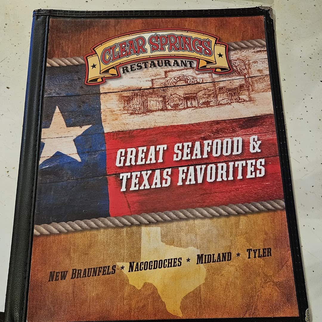 Clear Springs Restaurant seafood and Texas favorites menu