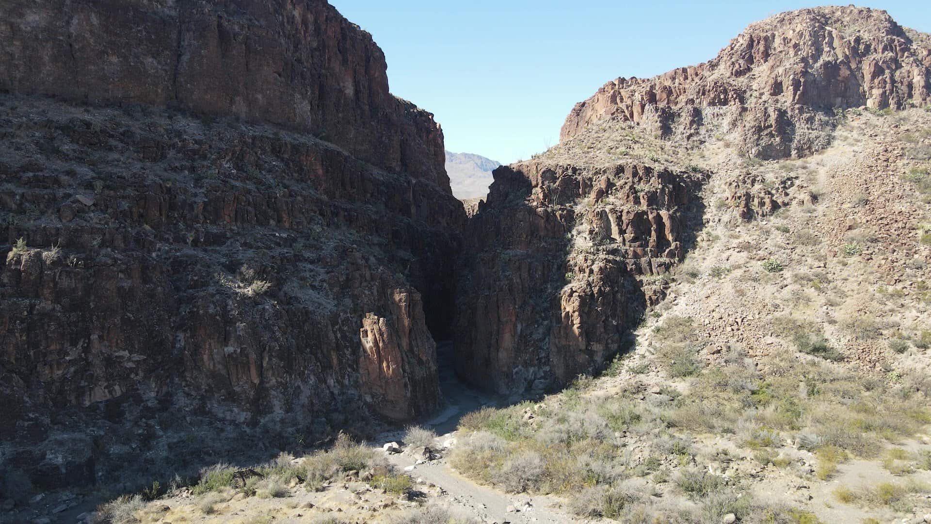 Closed Canyon slicing through Colorado Mesa in Big Bend Ranch State Park, Texas
