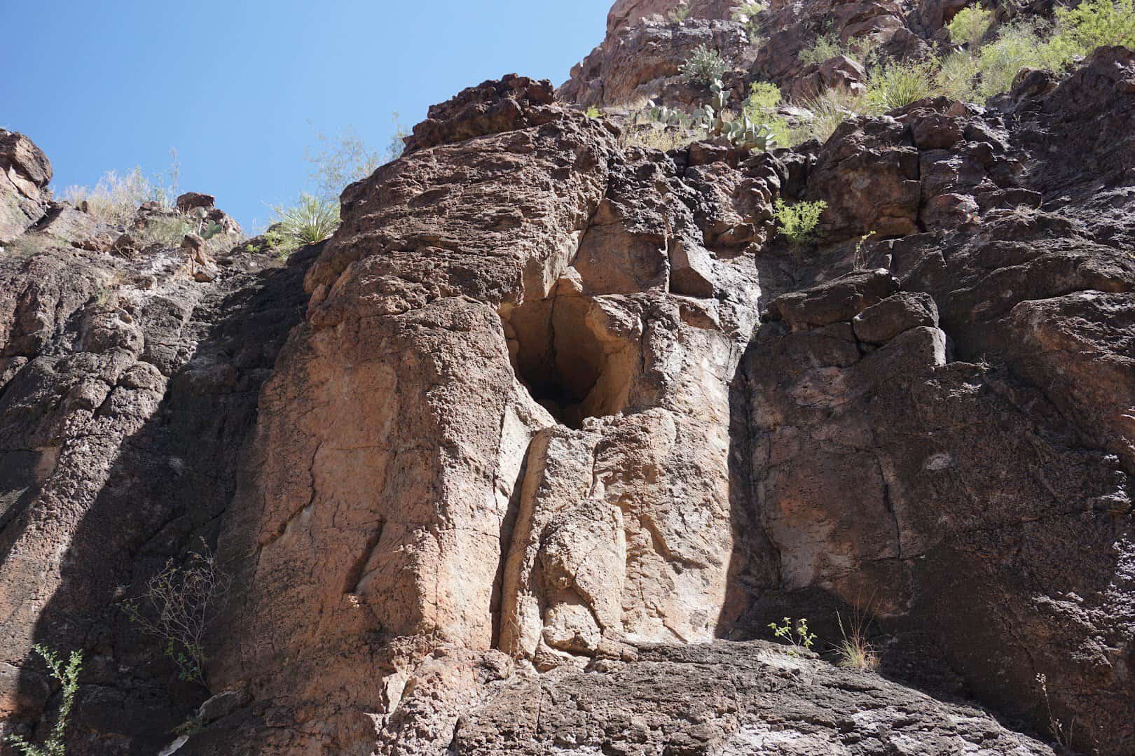 Water-carved pothole in the volcanic rock near Closed Canyon, Big Bend Ranch State Park, Texas