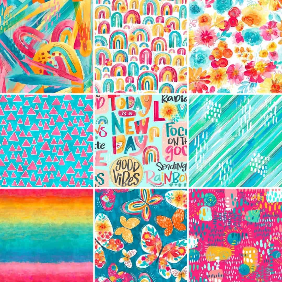 Colorful modern quilting fabric prints at The Sparkly Elephant Sewing Lounge
