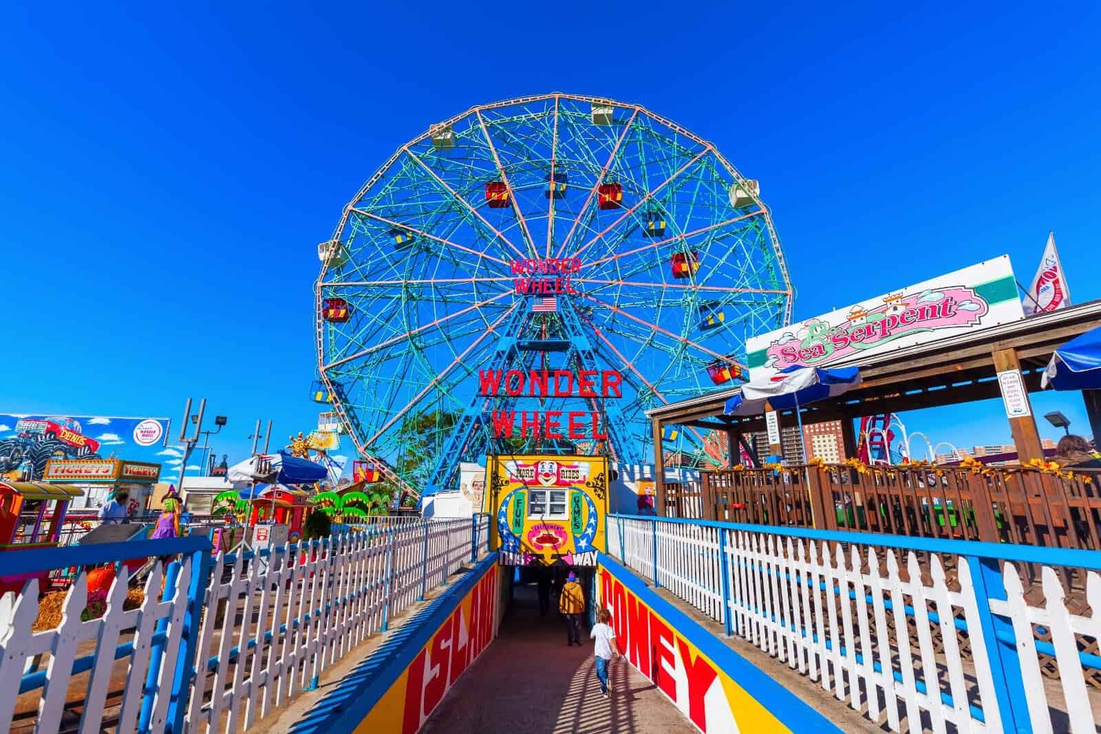 The Wonder Wheel at Coney Island amusement park in Brooklyn, New York City