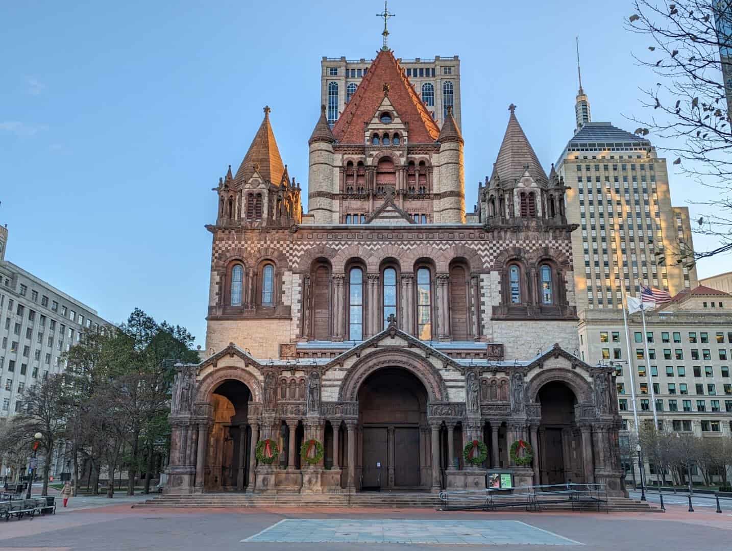Trinity Church rising over Copley Square, Boston, Massachusetts