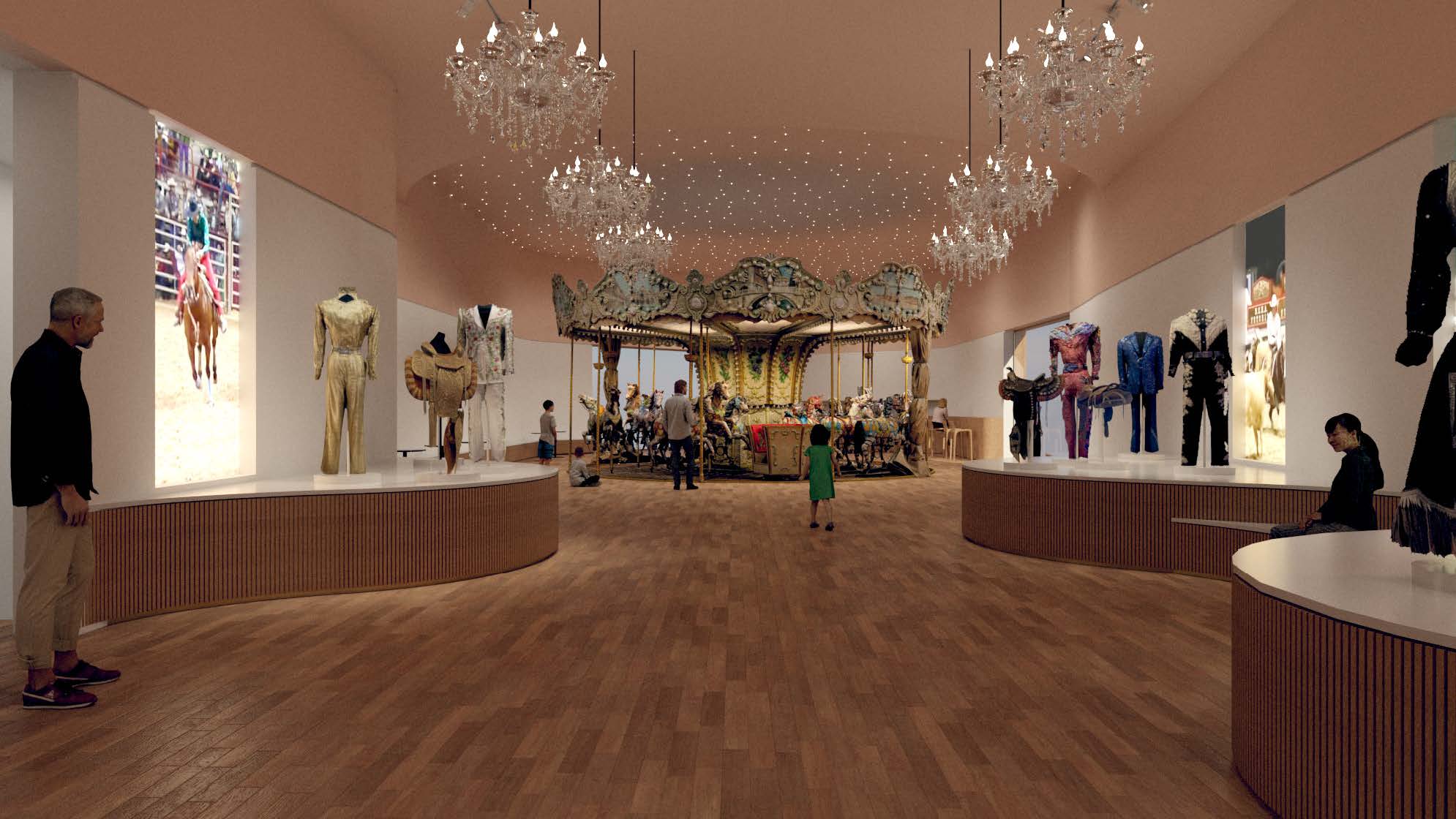 Rendering of the planned carousel and fashion gallery in the National Cowgirl Museum expansion