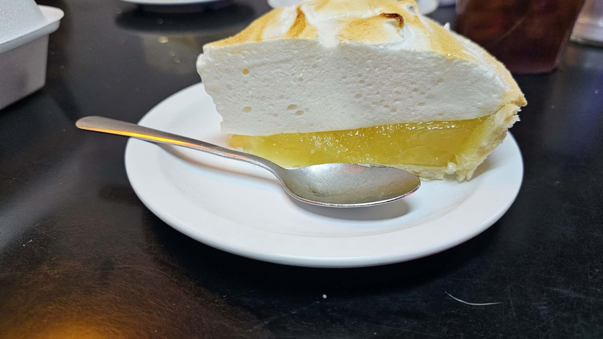 A slice of cream pie for dessert at Mary's Cafe in Strawn, Texas