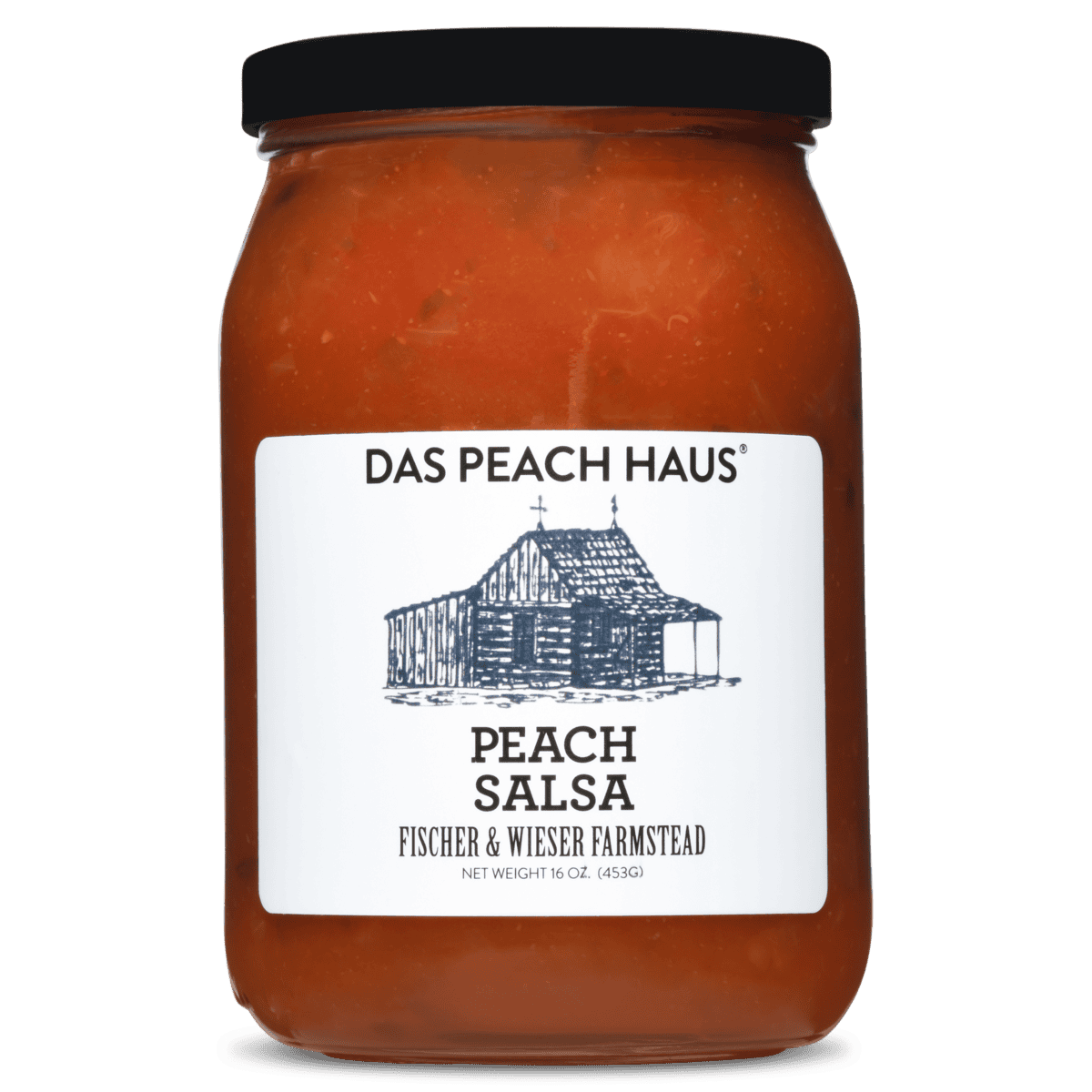 Das Peach Haus peach salsa jar in Fredericksburg, Texas