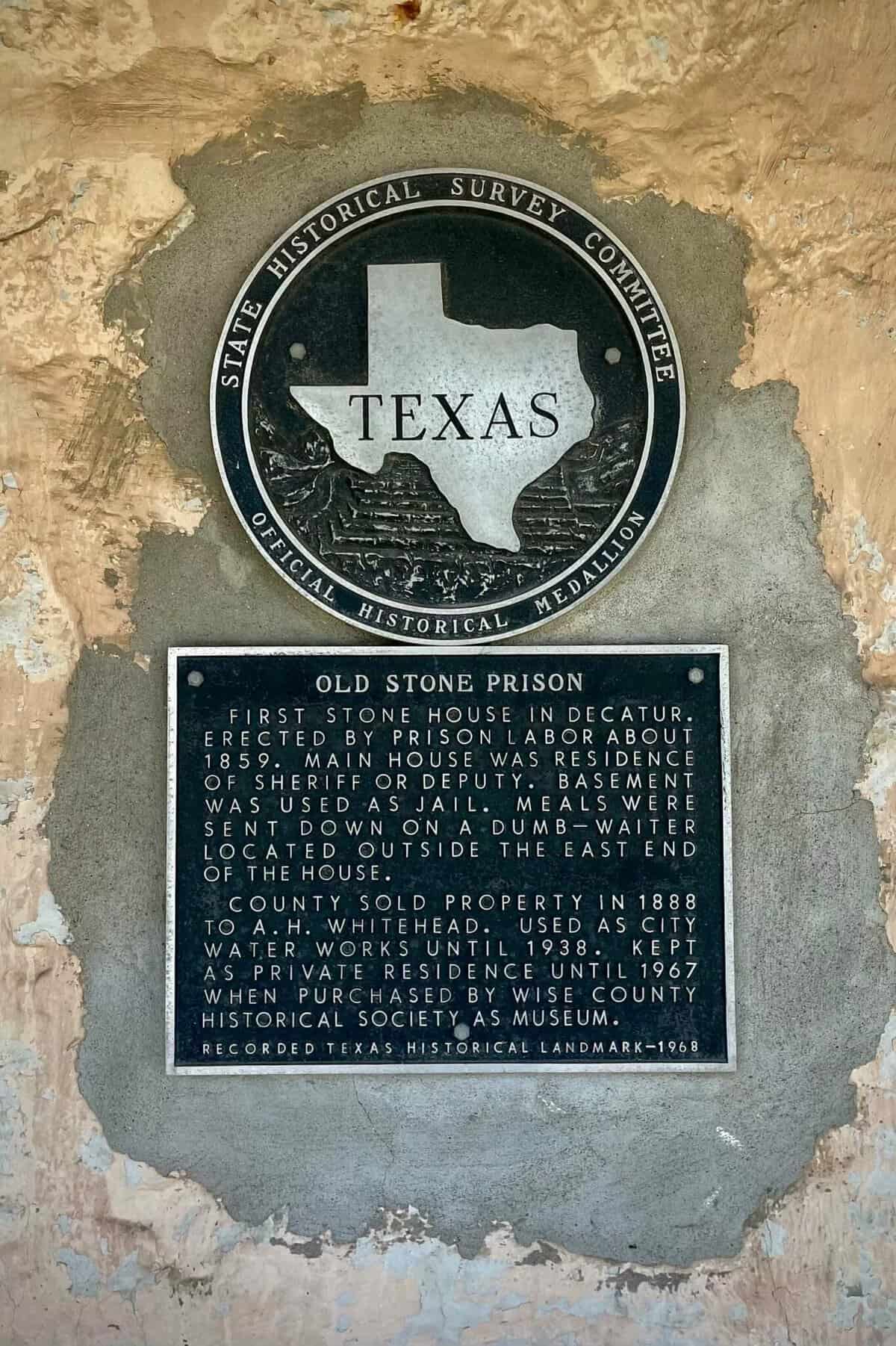 A Texas historical marker in downtown Decatur