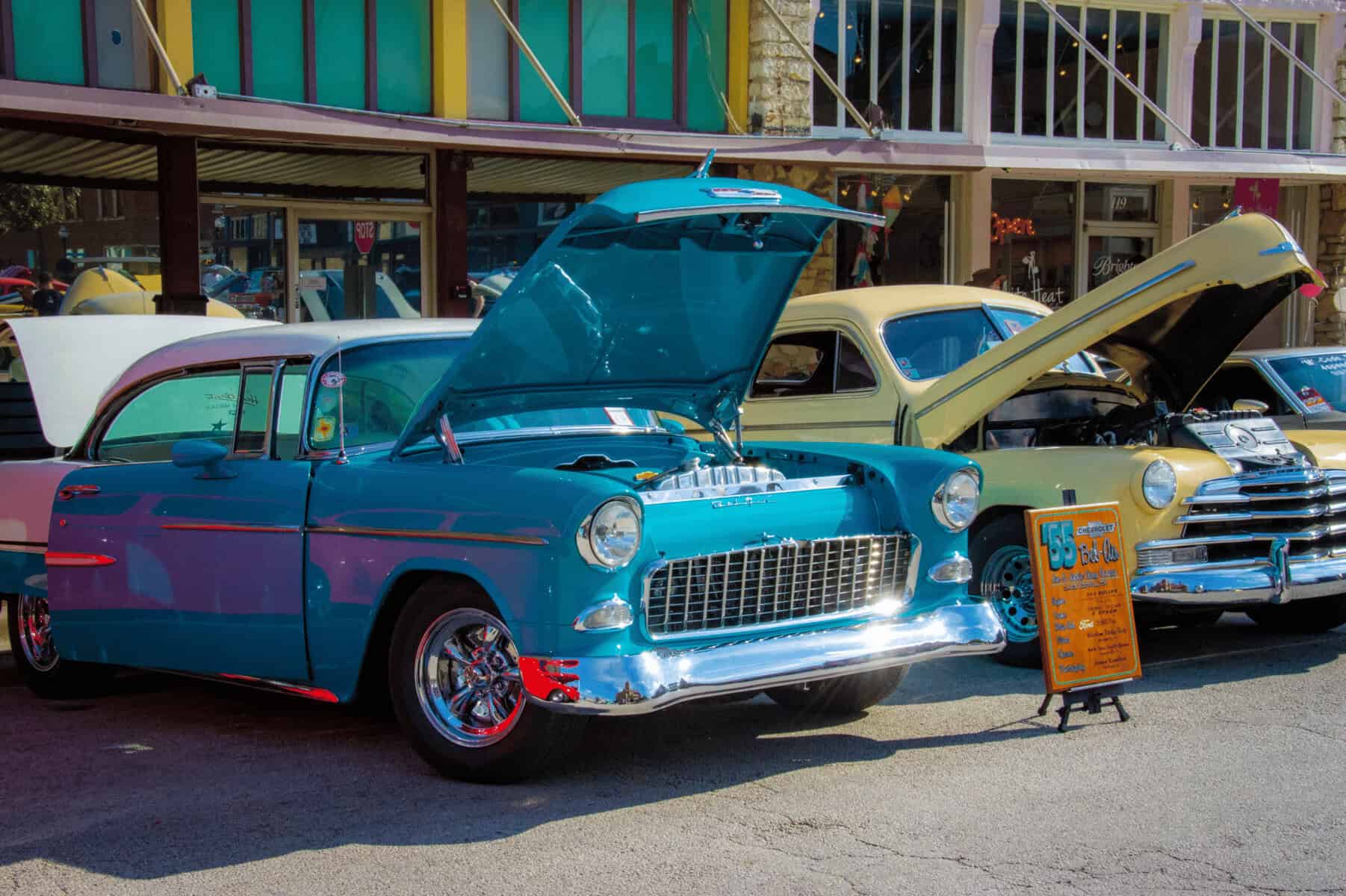 Classic cars at a car show on the Decatur town square